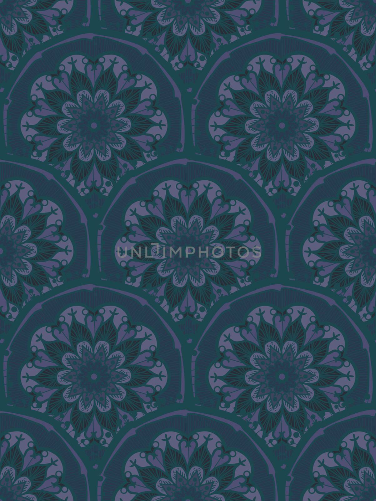 Hand drawn Mandala Seamless Pattern. Arabic, indian, turkish and ottoman culture decoration style. Ethnic ornamental background. Magic vintage template of greeting, card, print, cloth, tattoo. Vector