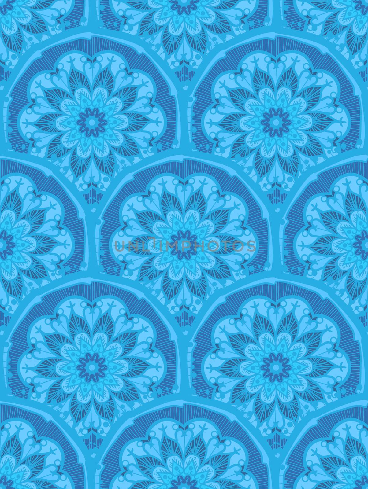 Hand drawn Mandala Seamless Pattern. Arabic, indian, turkish and ottoman culture decoration style. Ethnic ornamental background. Magic vintage template of greeting, card, print, cloth, tattoo. Vector