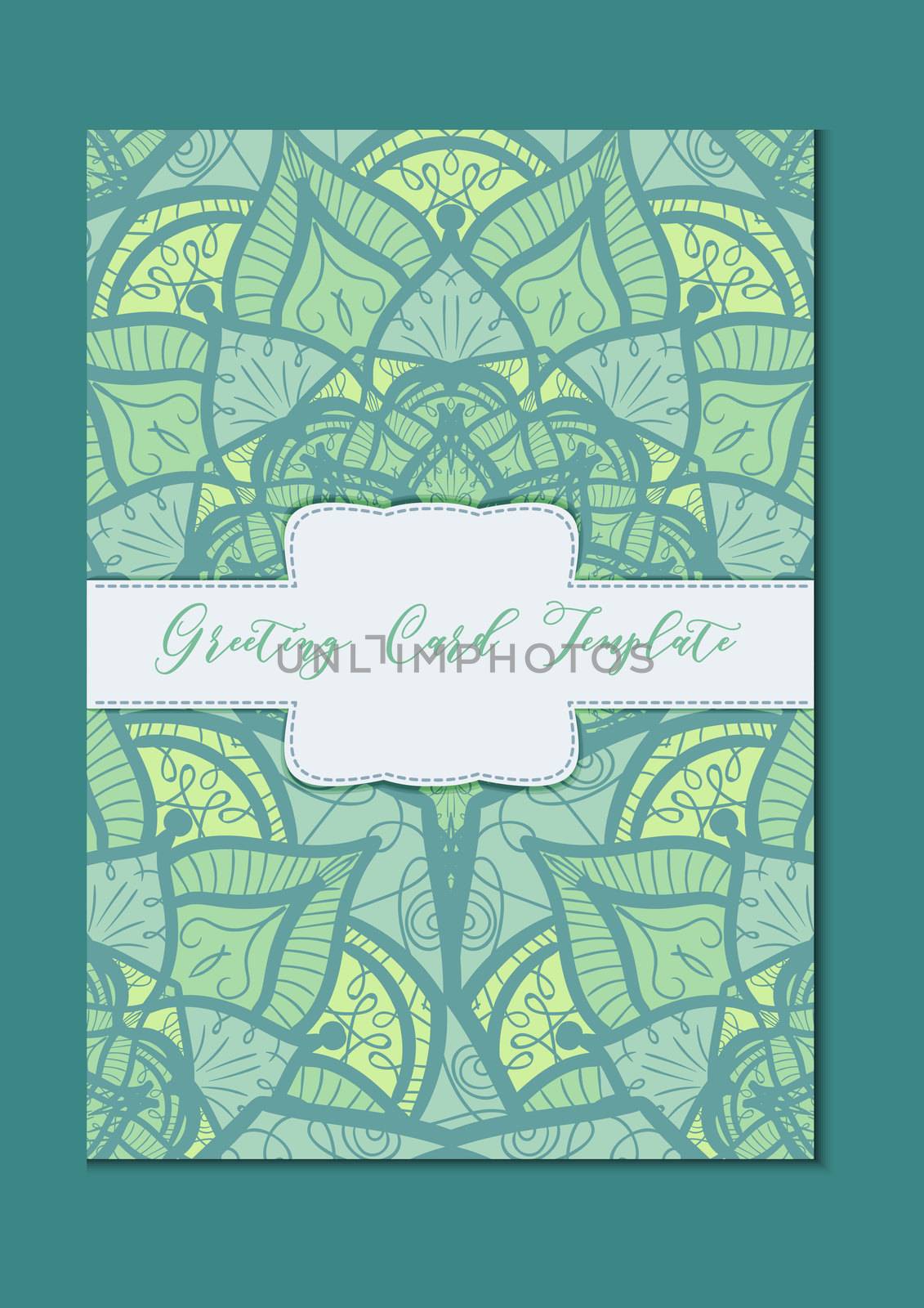 Mandala vintage template card in arabic and indian, islam and ottoman, turkish, asian style for brochure, flyer, greeting, invitation card, cover. Format A4. Floral holiday ornamental design. Vector