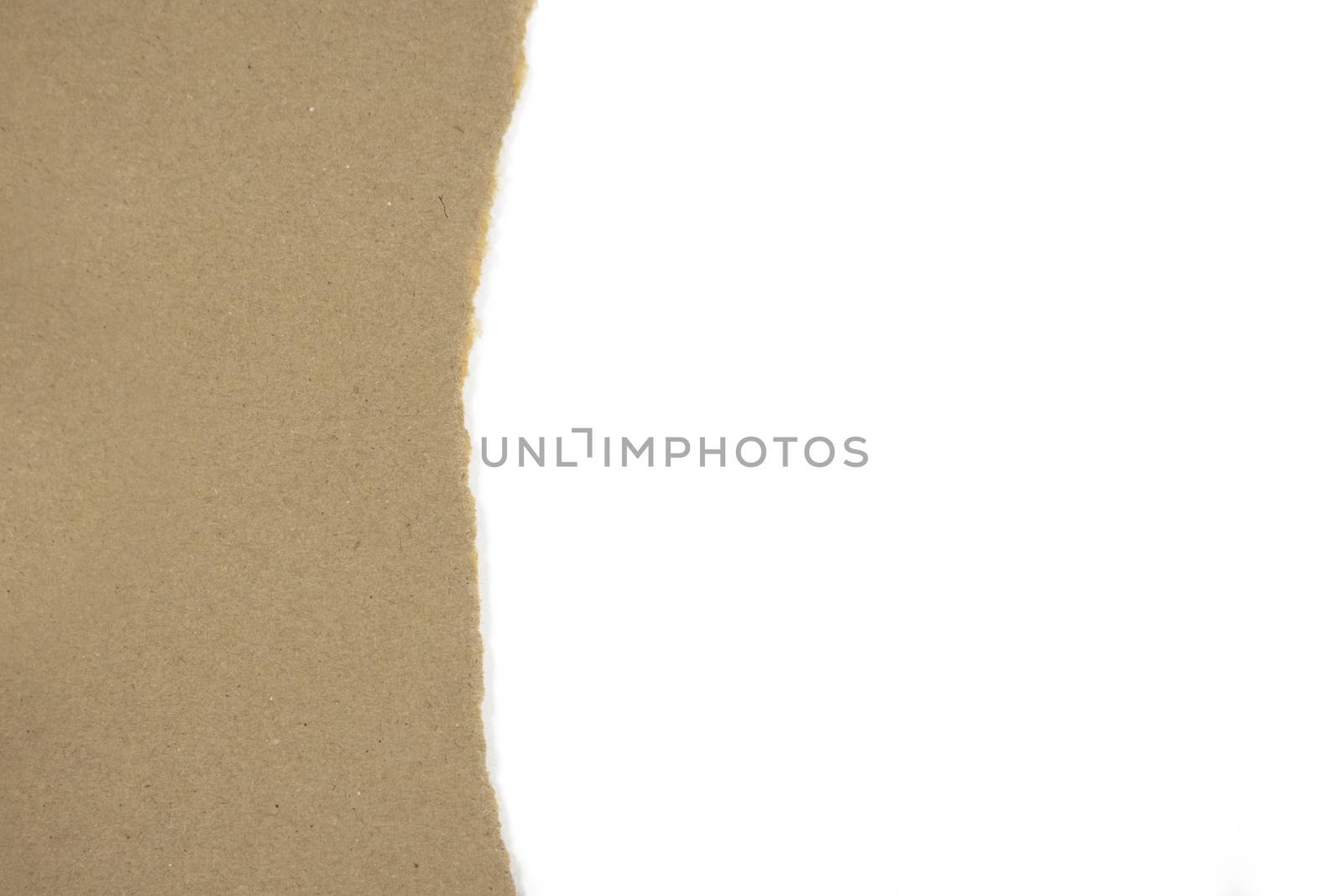 Isolated Torn Brown Package Paper with White Blank Copyspace