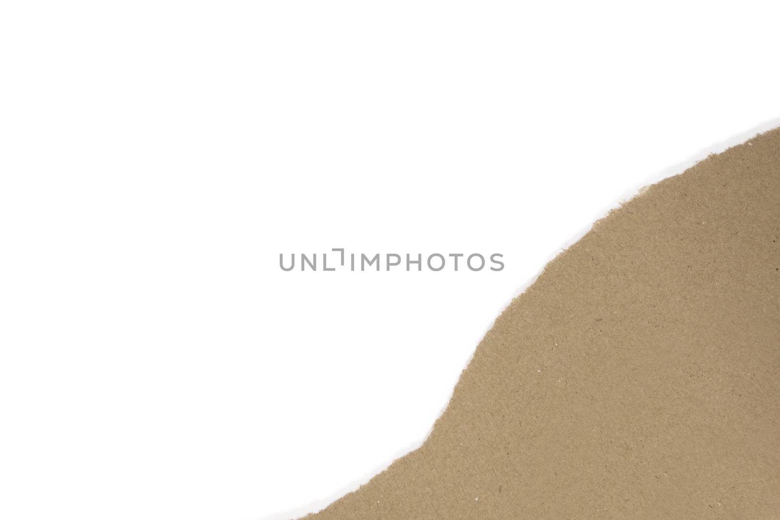 Isolated Torn Brown Package Paper with White Blank Copyspace