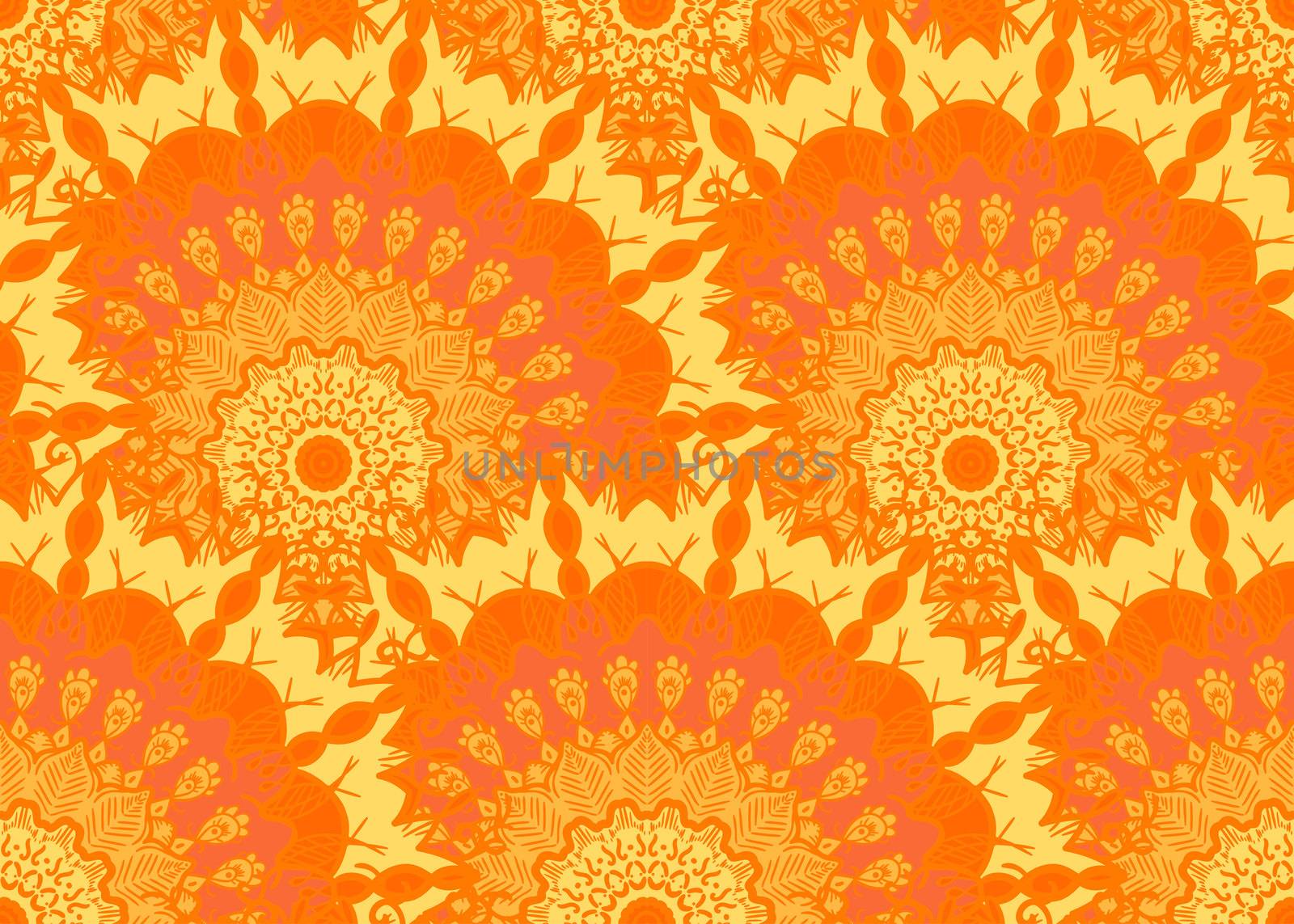 Hand drawn Mandala Seamless Pattern. Arabic, indian, turkish and ottoman culture decoration style. Ethnic ornamental background. Magic vintage template of greeting, card, print, cloth, tattoo. Vector