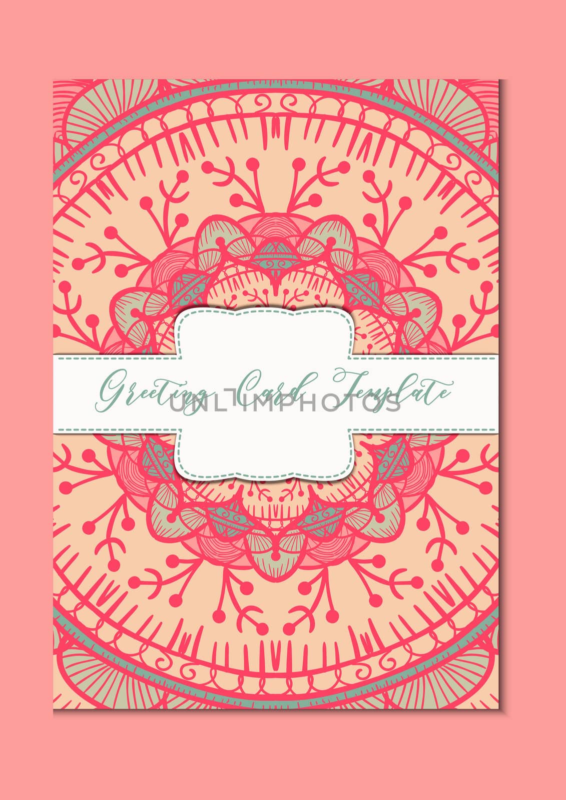 Mandala vintage template card in arabic and indian, islam and ottoman, turkish, asian style for brochure, flyer, greeting, invitation card, cover. Format A4. Floral holiday ornamental design. Vector