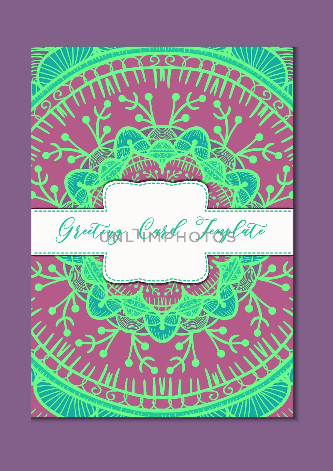 Mandala vintage template card in arabic and indian, islam and ottoman, turkish, asian style for brochure, flyer, greeting, invitation card, cover. Format A4. Floral holiday ornamental design. Vector