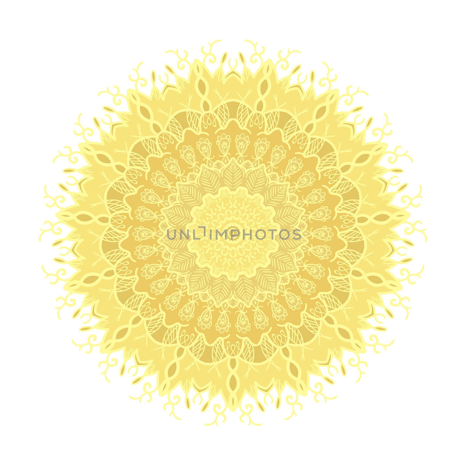Hand drawn Mandala in arabic, indian, islam and ottoman culture decoration style. Ethnic geometric ornamental background. Magic vintage template of greeting, card, print, cloth, tattoo. Vector