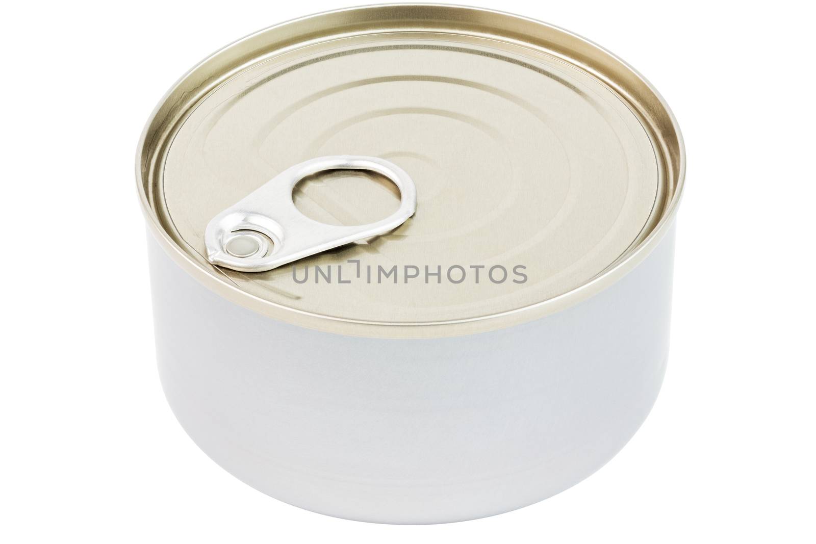 closed tin can with pull tab ring lid opener isolated on white background by z1b