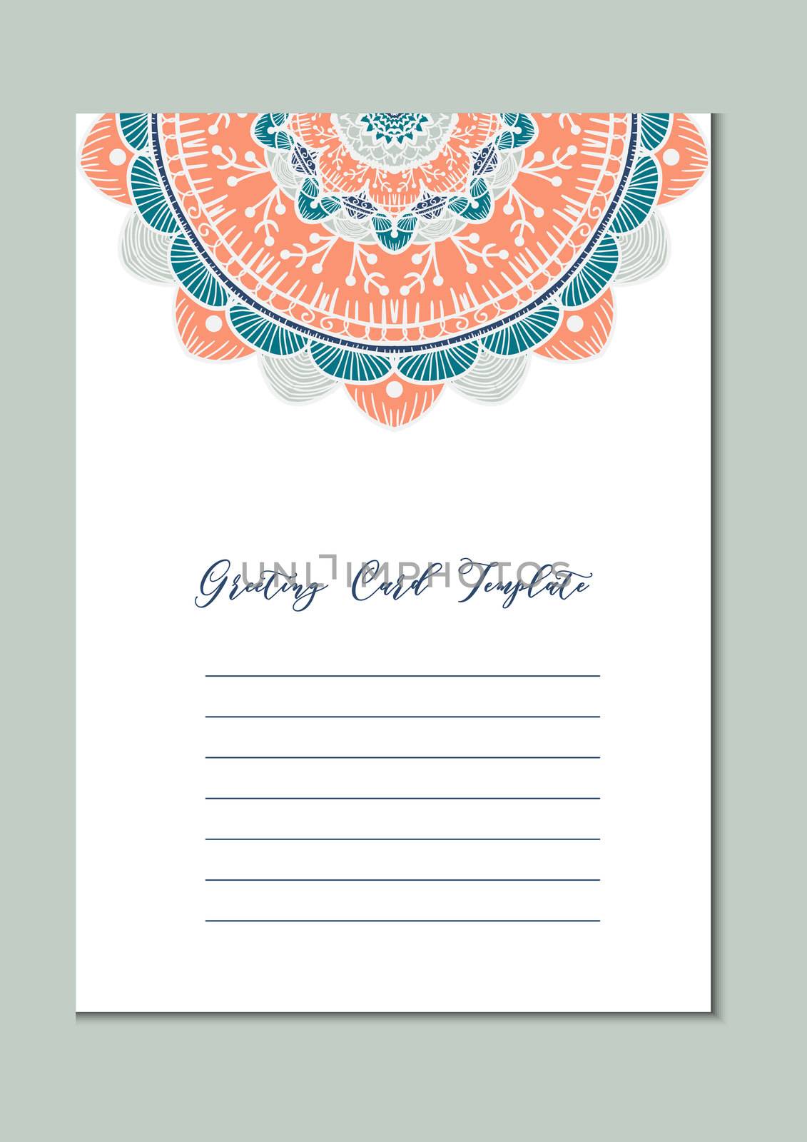 Mandala vintage template card in arabic and indian, islam and ottoman, turkish, asian style for brochure, flyer, greeting, invitation card, cover. Format A4. Floral holiday ornamental design. Vector