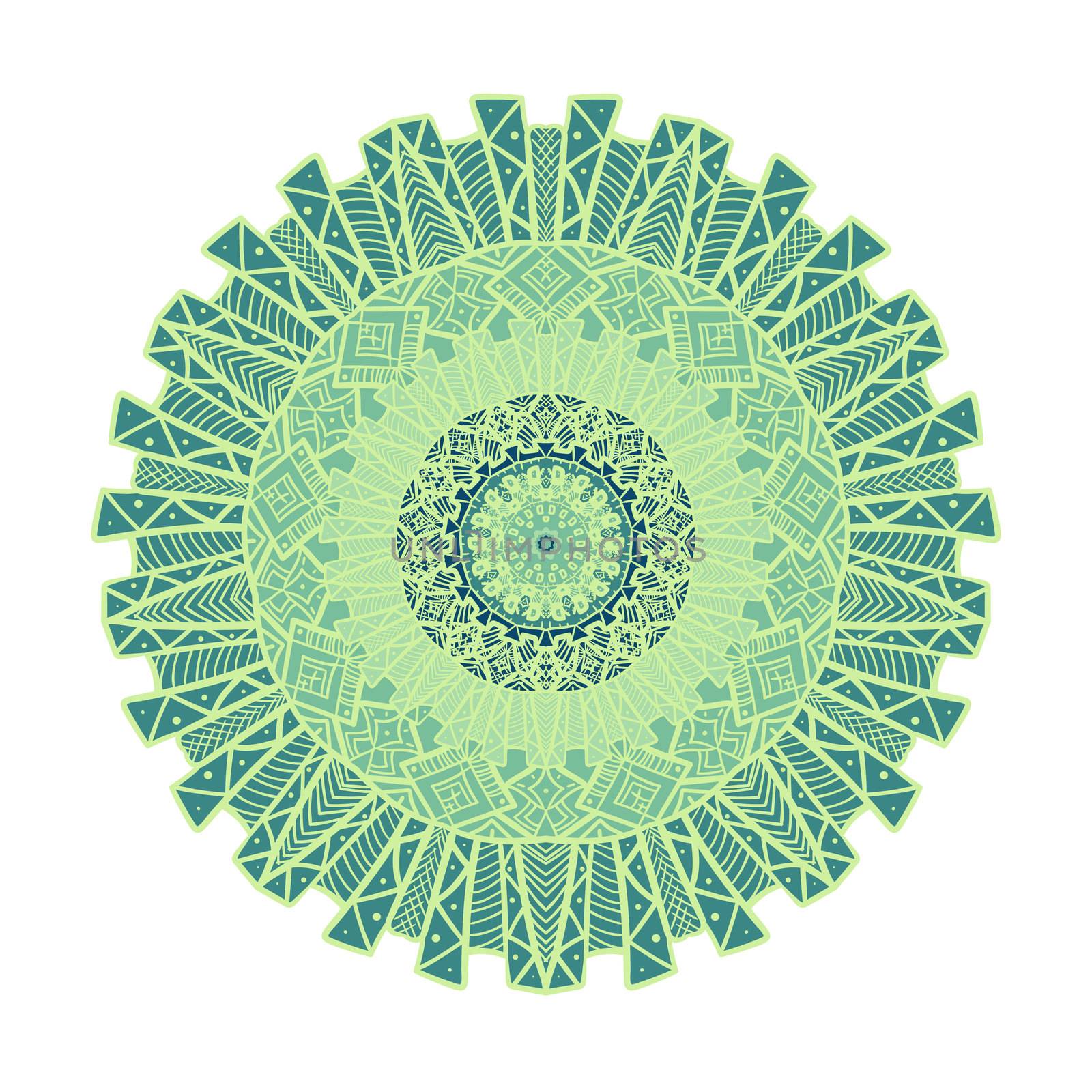 Hand drawn Mandala in arabic, indian, islam and ottoman culture decoration style. Ethnic geometric ornamental background. Magic vintage template of greeting, card, print, cloth, tattoo. Vector