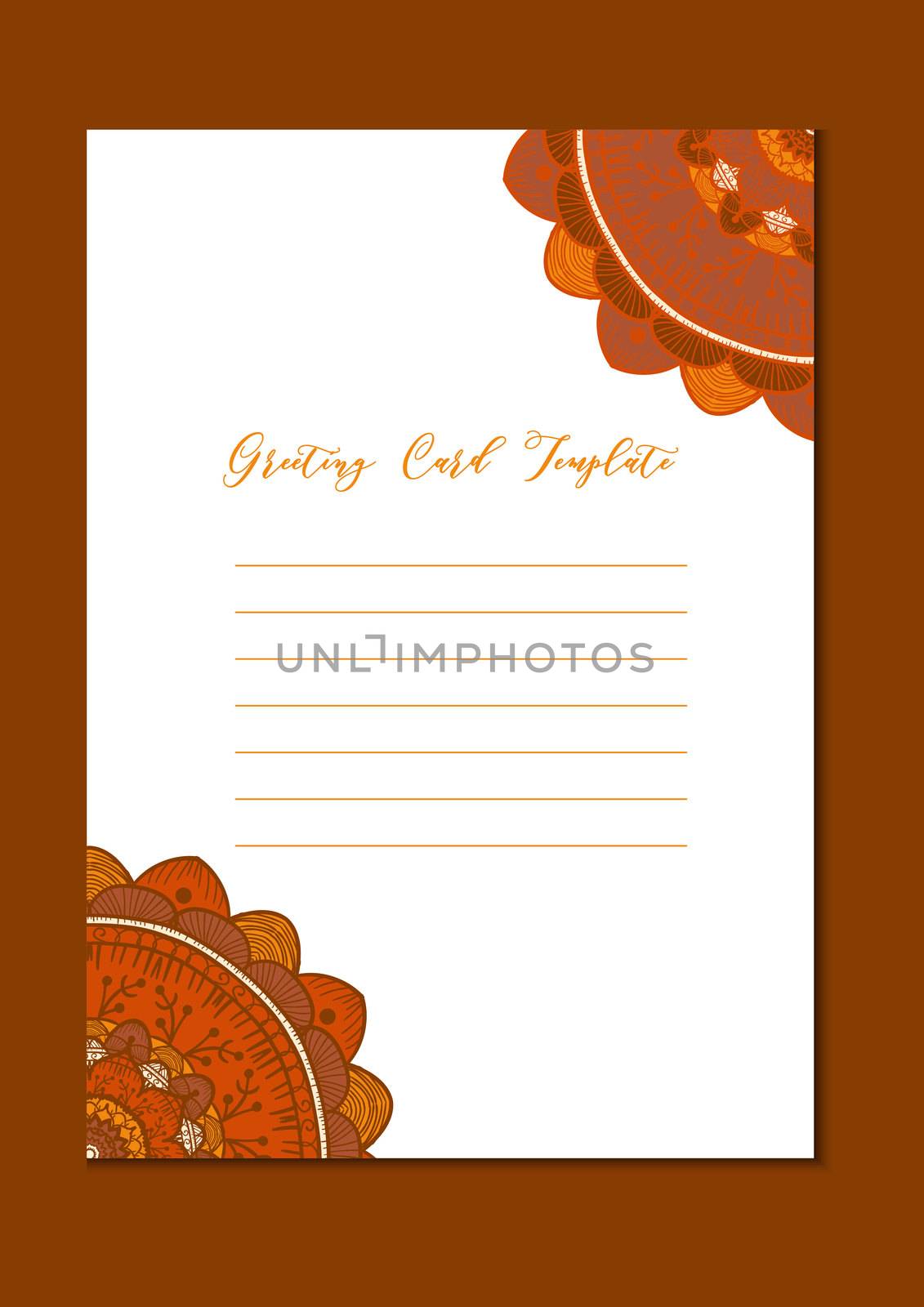 Mandala vintage template card in arabic and indian, islam and ottoman, turkish, asian style for brochure, flyer, greeting, invitation card, cover. Format A4. Floral holiday ornamental design. Vector