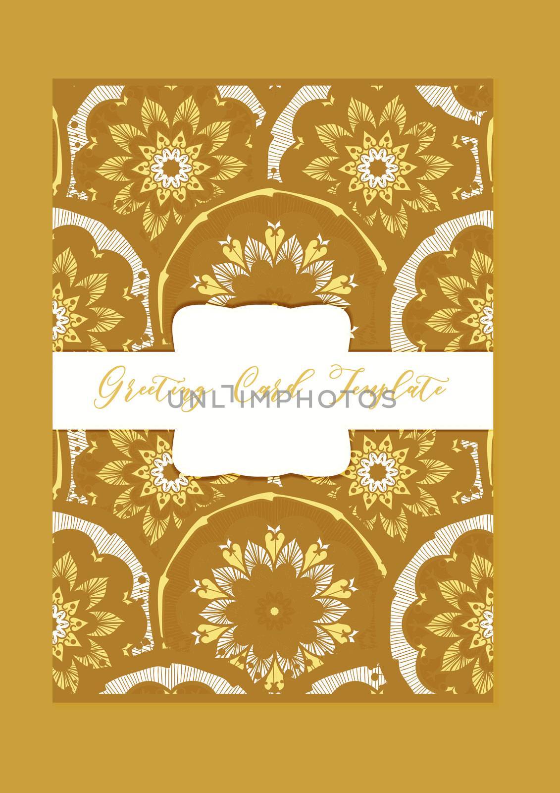 Mandala vintage template card in arabic and indian, islam and ottoman, turkish, asian style for brochure, flyer, greeting, invitation card, cover. Format A4. Floral holiday ornamental design. Vector