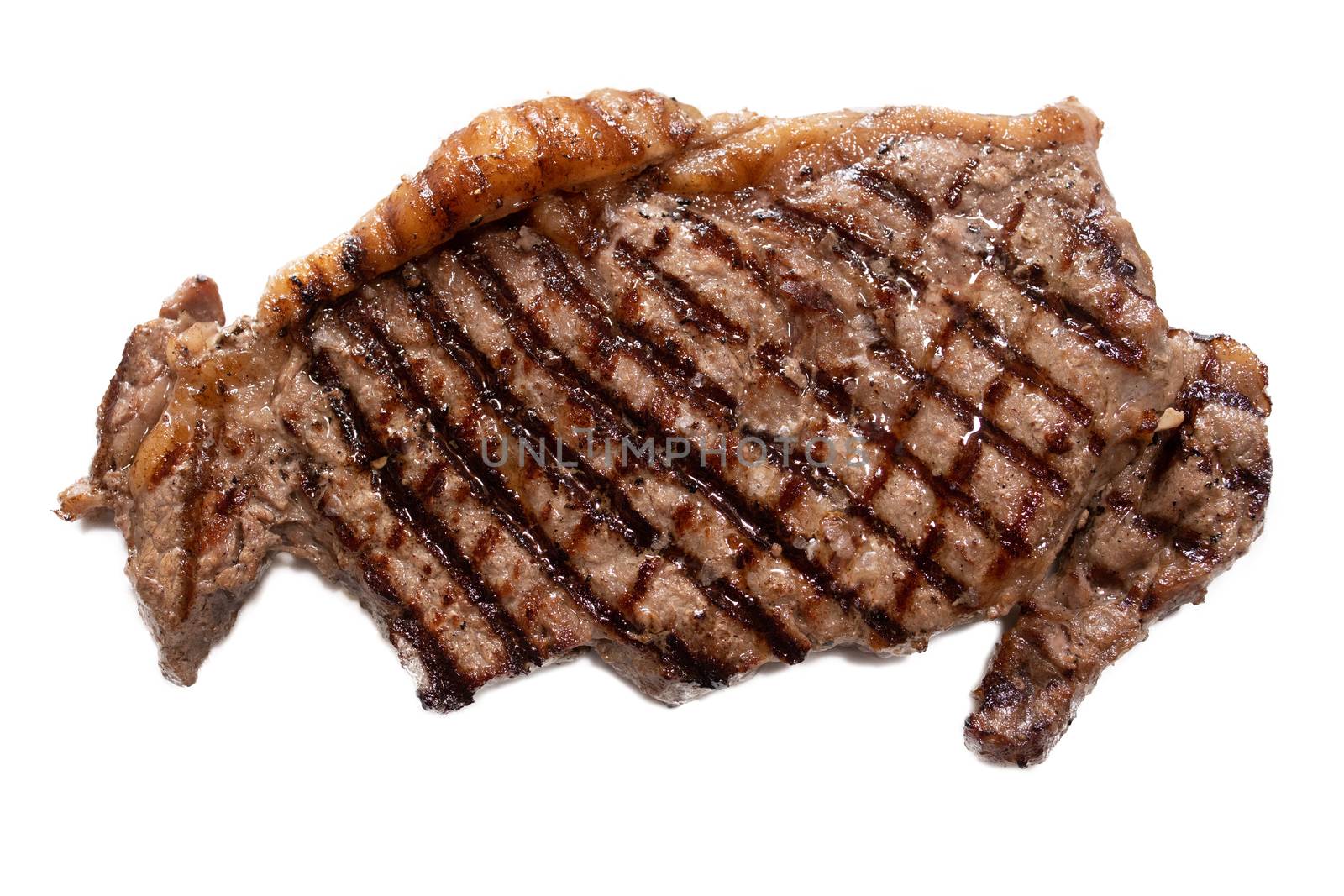 Isolated grilled beef steak on white background by Charnsitr