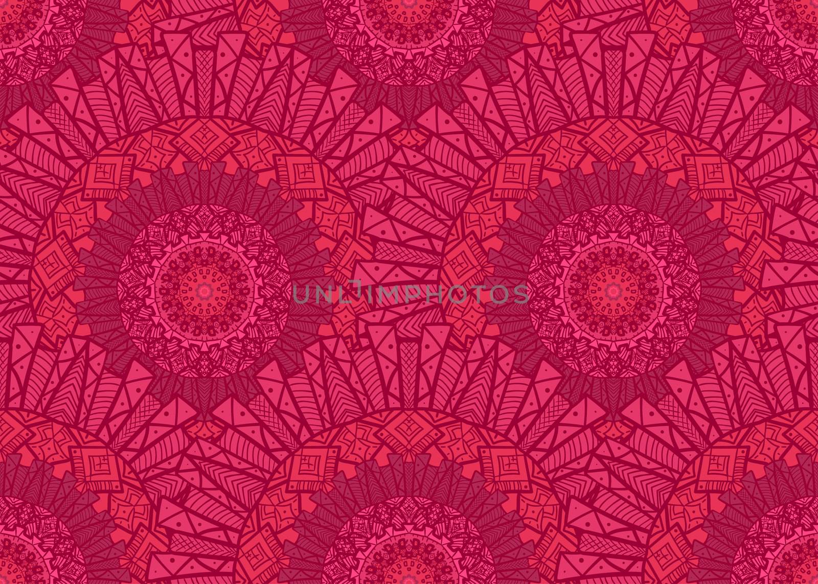 Hand drawn Mandala Seamless Pattern. Arabic, indian, turkish and ottoman culture decoration style. Ethnic ornamental background. Magic vintage template of greeting, card, print, cloth, tattoo. Vector