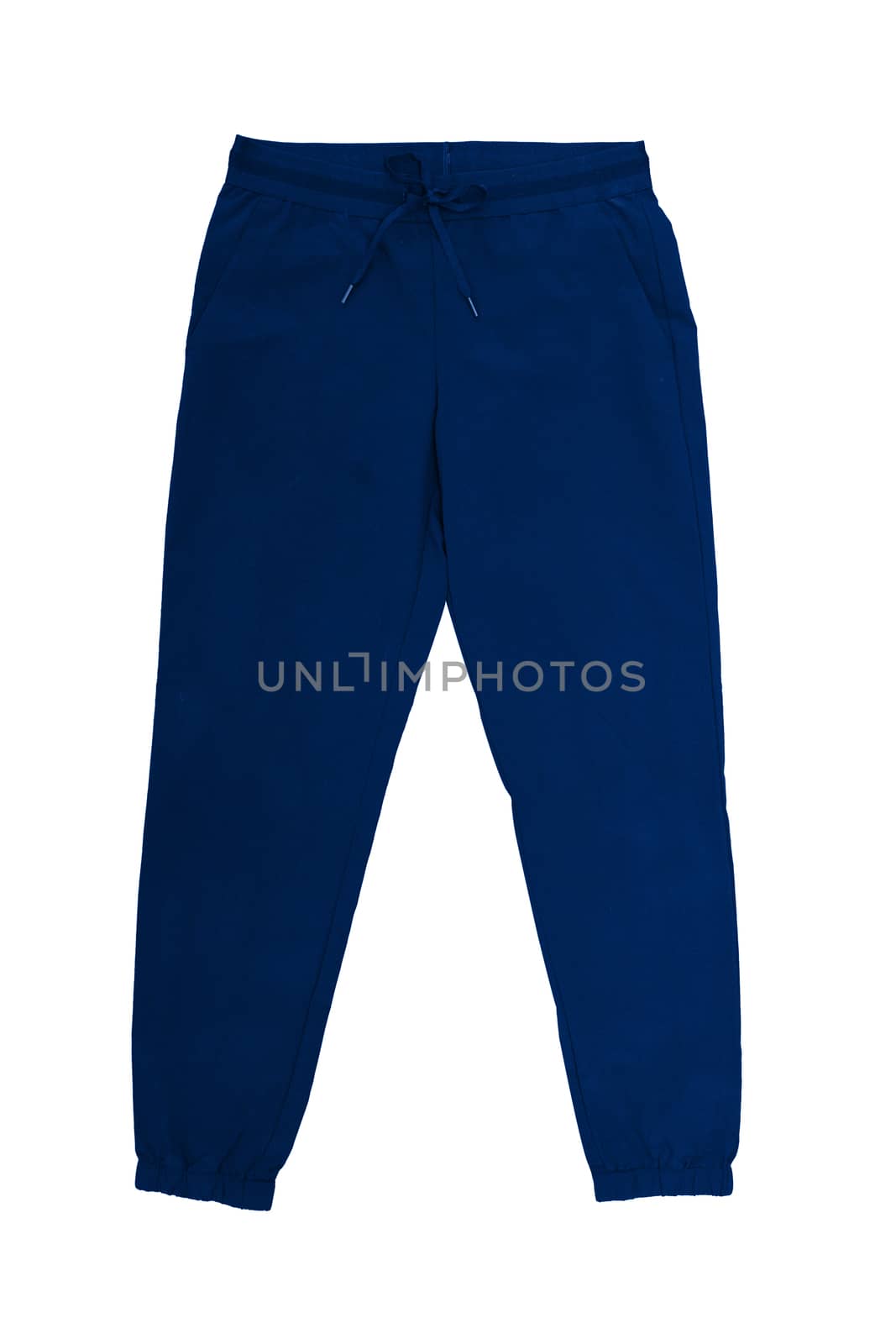 isolated warm blue fleece pants on white background by Charnsitr