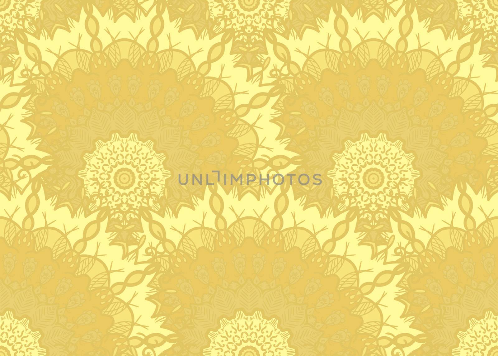 Hand drawn Mandala Seamless Pattern. Arabic, indian, turkish and ottoman culture decoration style. Ethnic ornamental background. Magic vintage template of greeting, card, print, cloth, tattoo. Vector