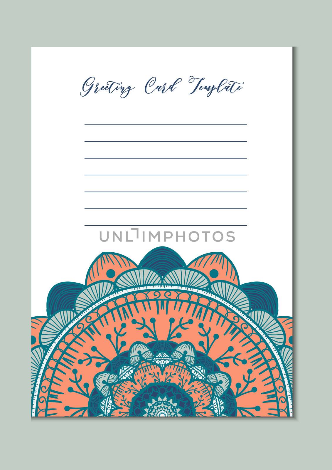 Mandala vintage template card in arabic and indian, islam and ottoman, turkish, asian style for brochure, flyer, greeting, invitation card, cover. Format A4. Floral holiday ornamental design. Vector