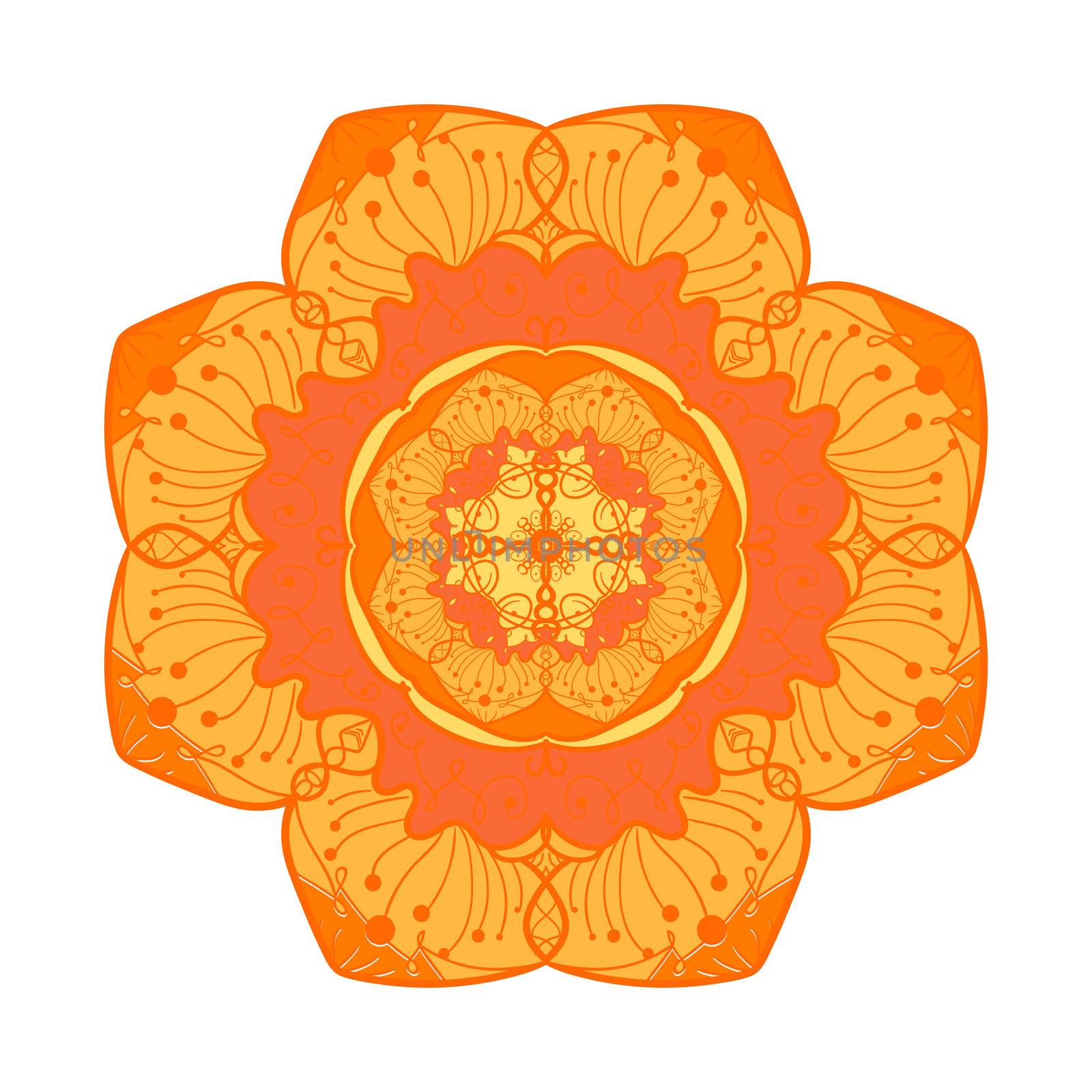 Hand drawn Mandala in arabic, indian, islam and ottoman culture decoration style. Ethnic geometric ornamental background. Magic vintage template of greeting, card, print, cloth, tattoo. Vector