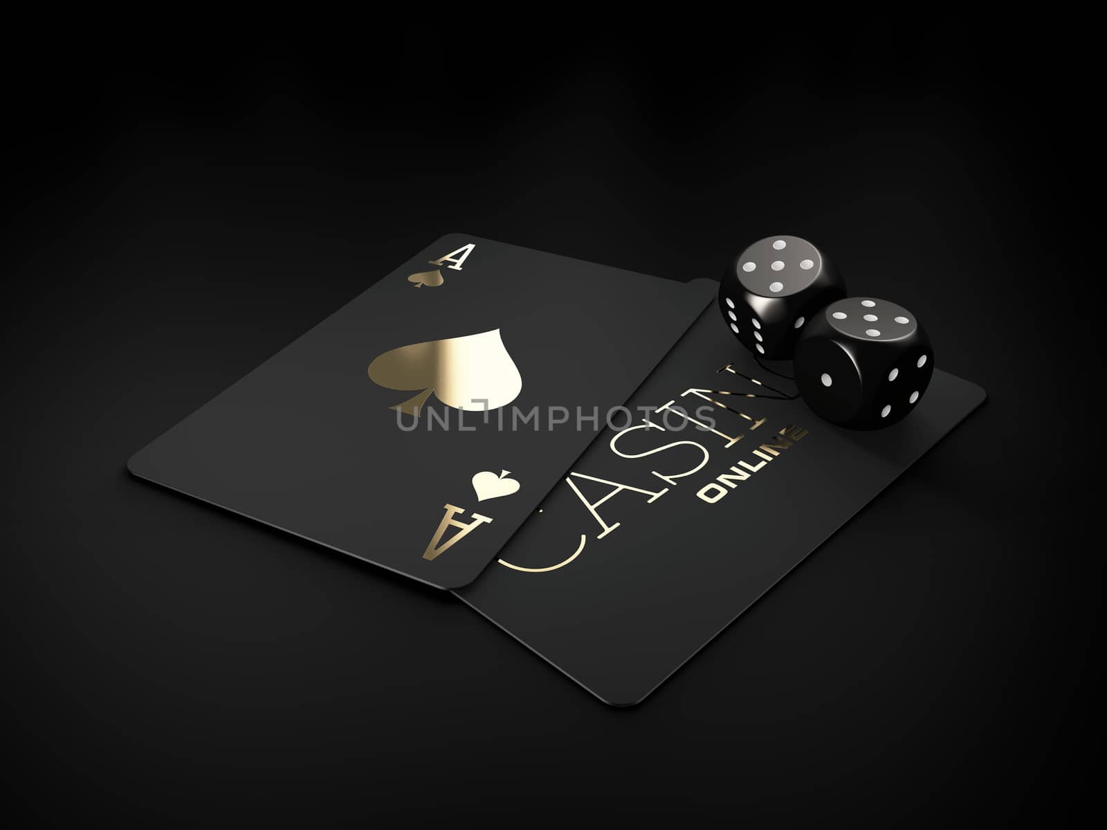 3d Rendering of casino dices and play card, clipping path included by tussik