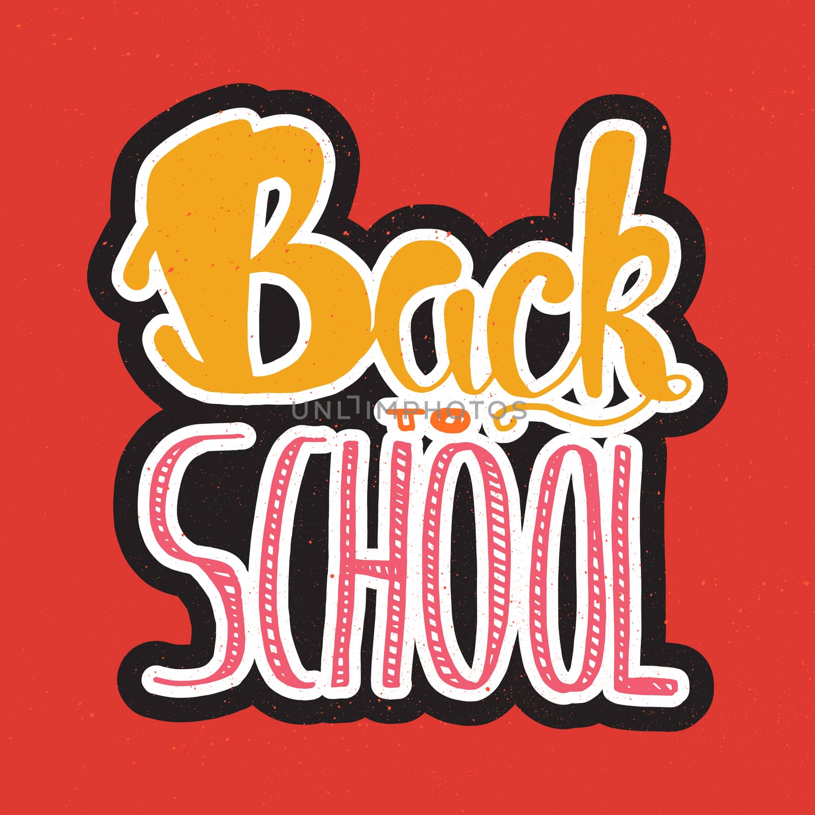 Vintage Back To School Lettering Banner. Knowledge day greeting card for print, t-shirt, badge, cloth, poster. Vector