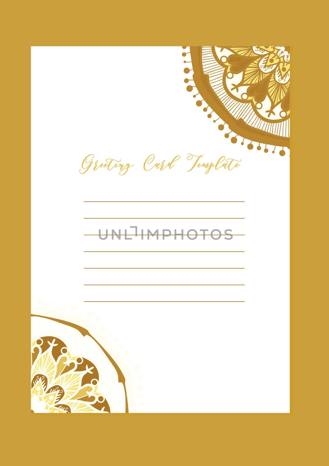 Mandala vintage template card in arabic and indian, islam and ottoman, turkish, asian style for brochure, flyer, greeting, invitation card, cover. Format A4. Floral holiday ornamental design. Vector