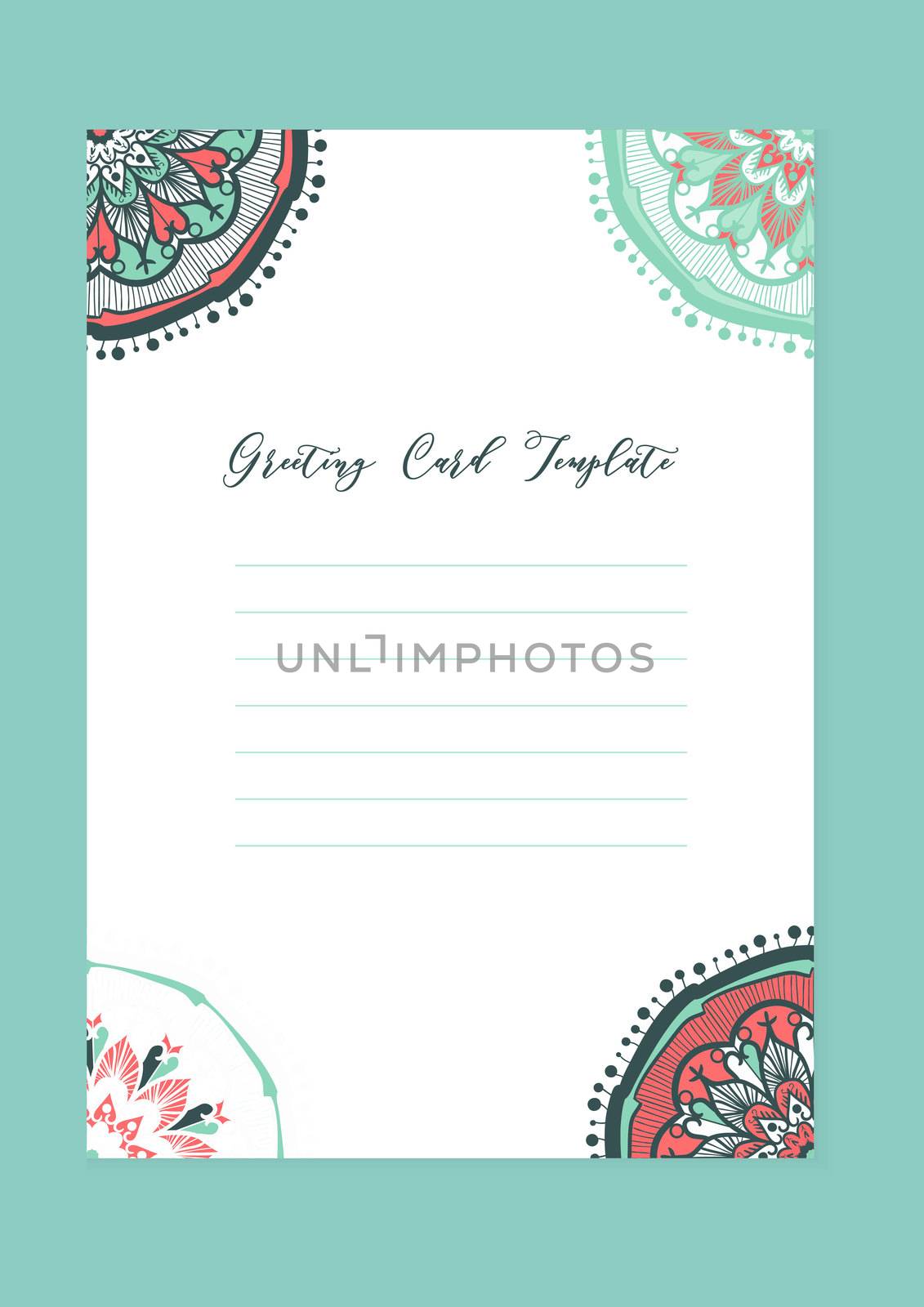 Mandala vintage template card in arabic and indian, islam and ottoman, turkish, asian style for brochure, flyer, greeting, invitation card, cover. Format A4. Floral holiday ornamental design. Vector