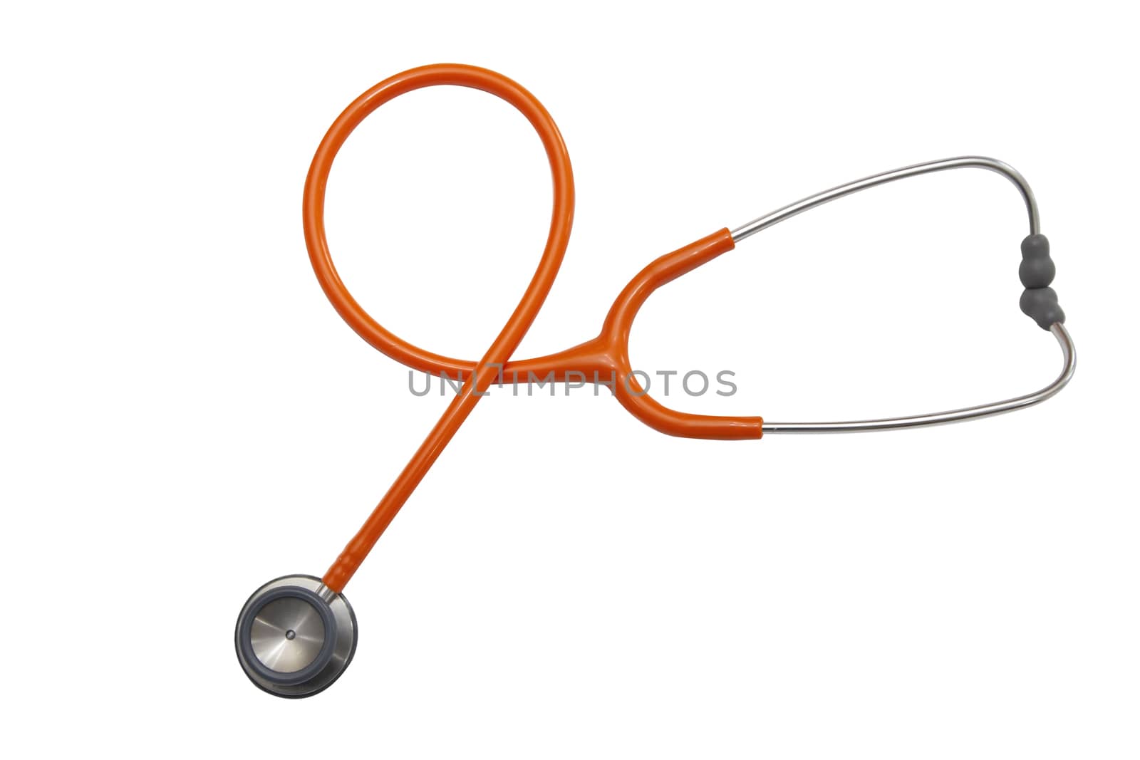 isolated orange stethoscope  on white background