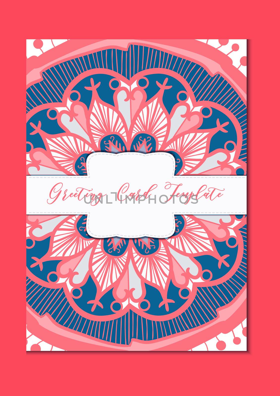 Mandala vintage template card in arabic and indian, islam and ottoman, turkish, asian style for brochure, flyer, greeting, invitation card, cover. Format A4. Floral holiday ornamental design. Vector