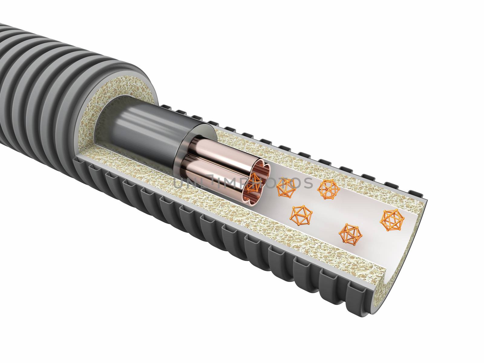 3d Rendering of Carbon nanotube structure inside view illustration by tussik