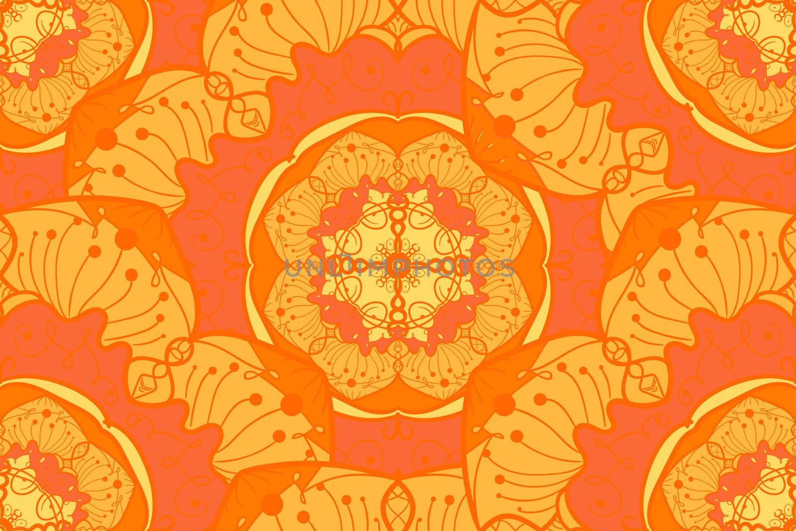 Hand drawn Mandala Seamless Pattern. Arabic, indian, turkish and ottoman culture decoration style. Ethnic ornamental background. Magic vintage template of greeting, card, print, cloth, tattoo. Vector