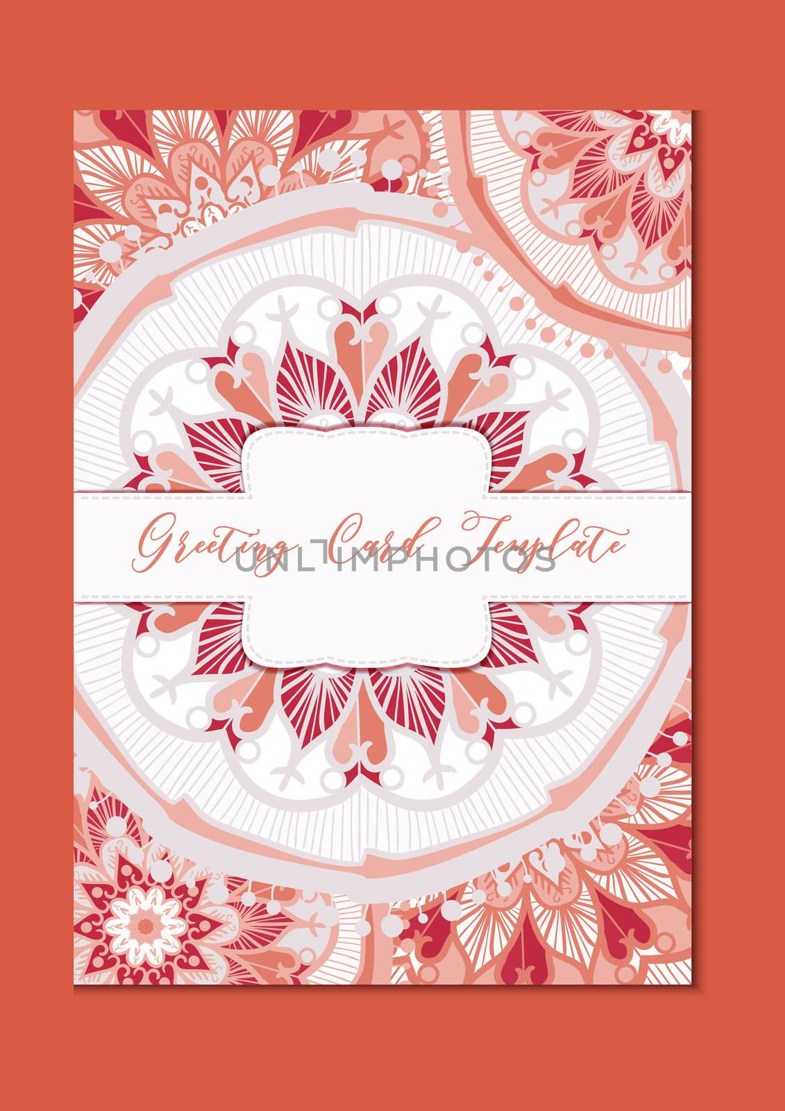 Mandala vintage template card in arabic and indian, islam and ottoman, turkish, asian style for brochure, flyer, greeting, invitation card, cover. Format A4. Floral holiday ornamental design. Vector