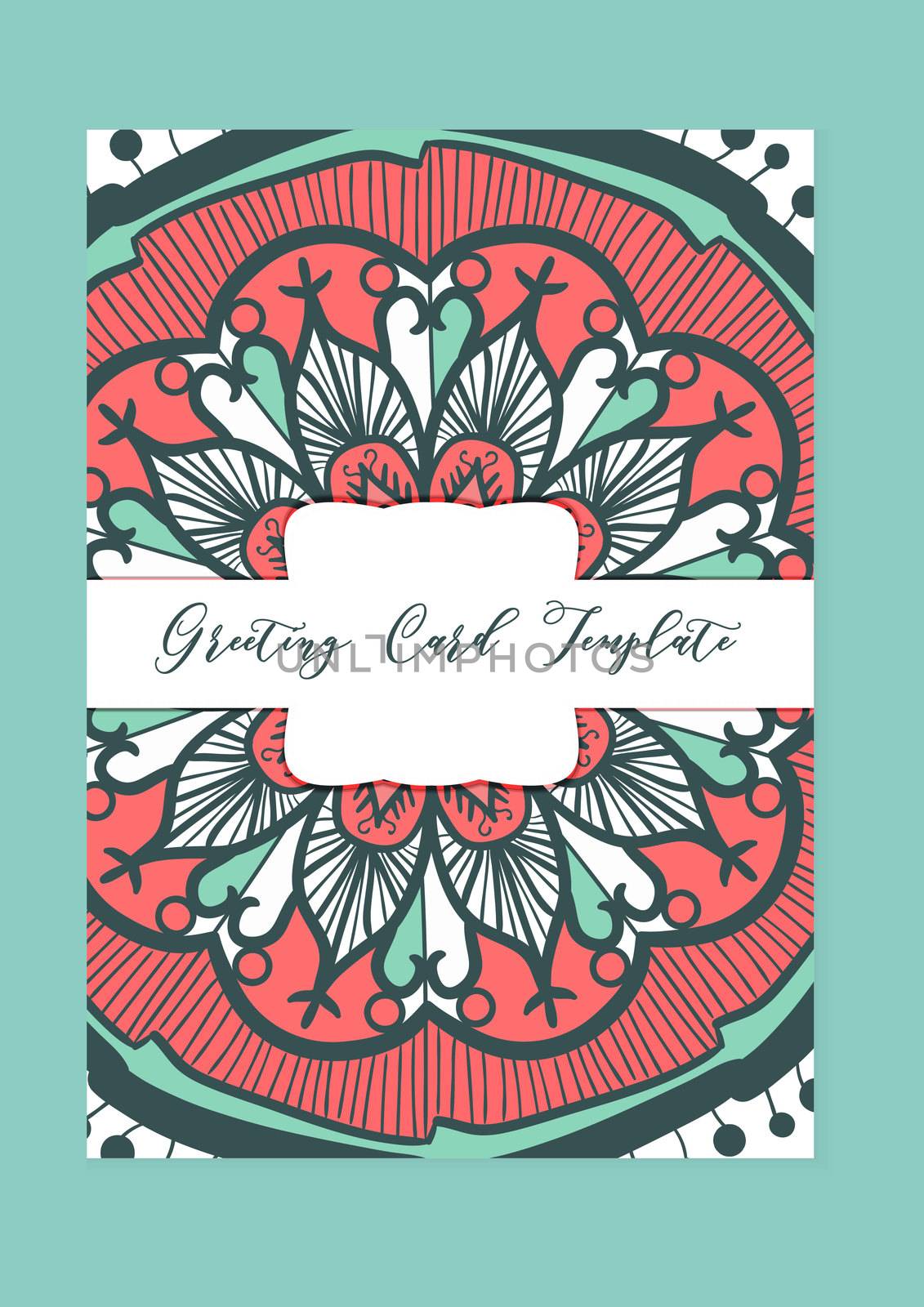 Mandala vintage template card in arabic and indian, islam and ottoman, turkish, asian style for brochure, flyer, greeting, invitation card, cover. Format A4. Floral holiday ornamental design. Vector