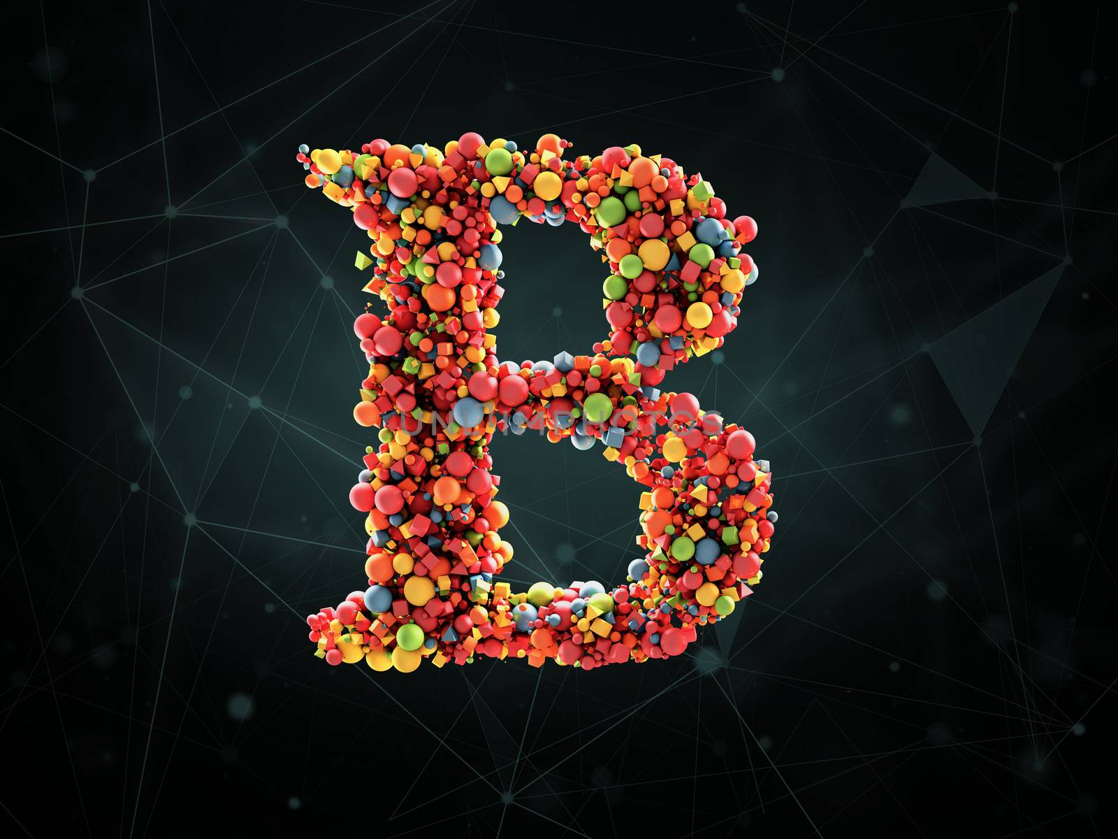 3d Rendering of vitamin B on abstract background. Concept of dietary supplements by tussik