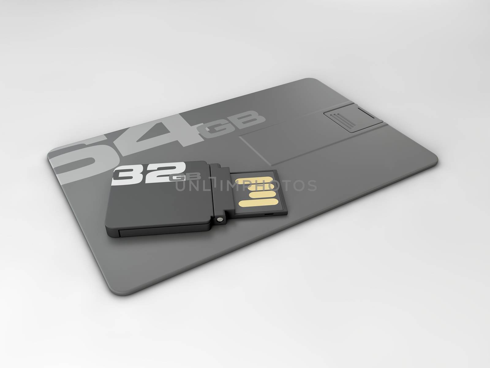 3d rendering of plastic usb cards mockup, clipping path included. by tussik