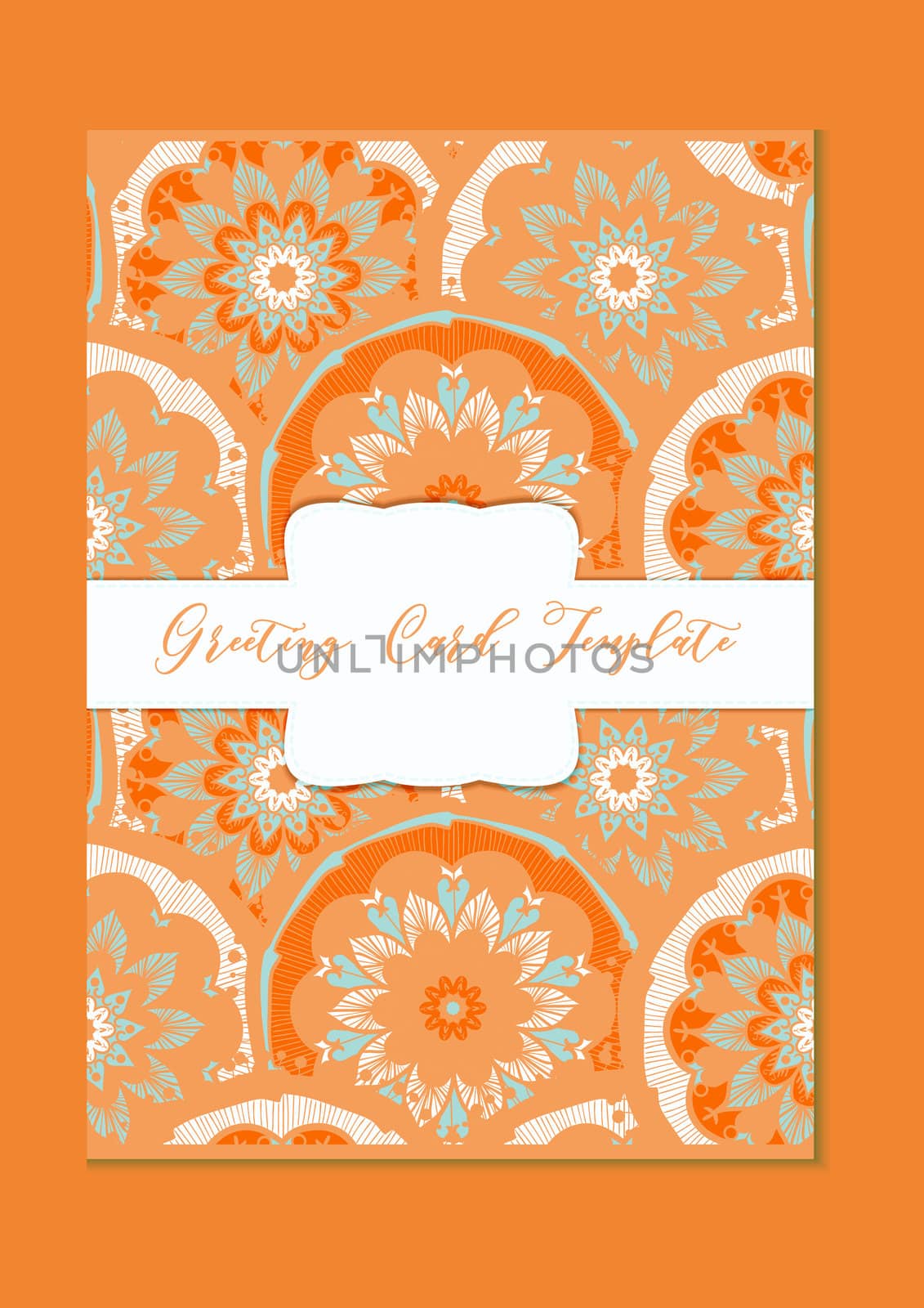 Mandala vintage template card in arabic and indian, islam and ottoman, turkish, asian style for brochure, flyer, greeting, invitation card, cover. Format A4. Floral holiday ornamental design. Vector