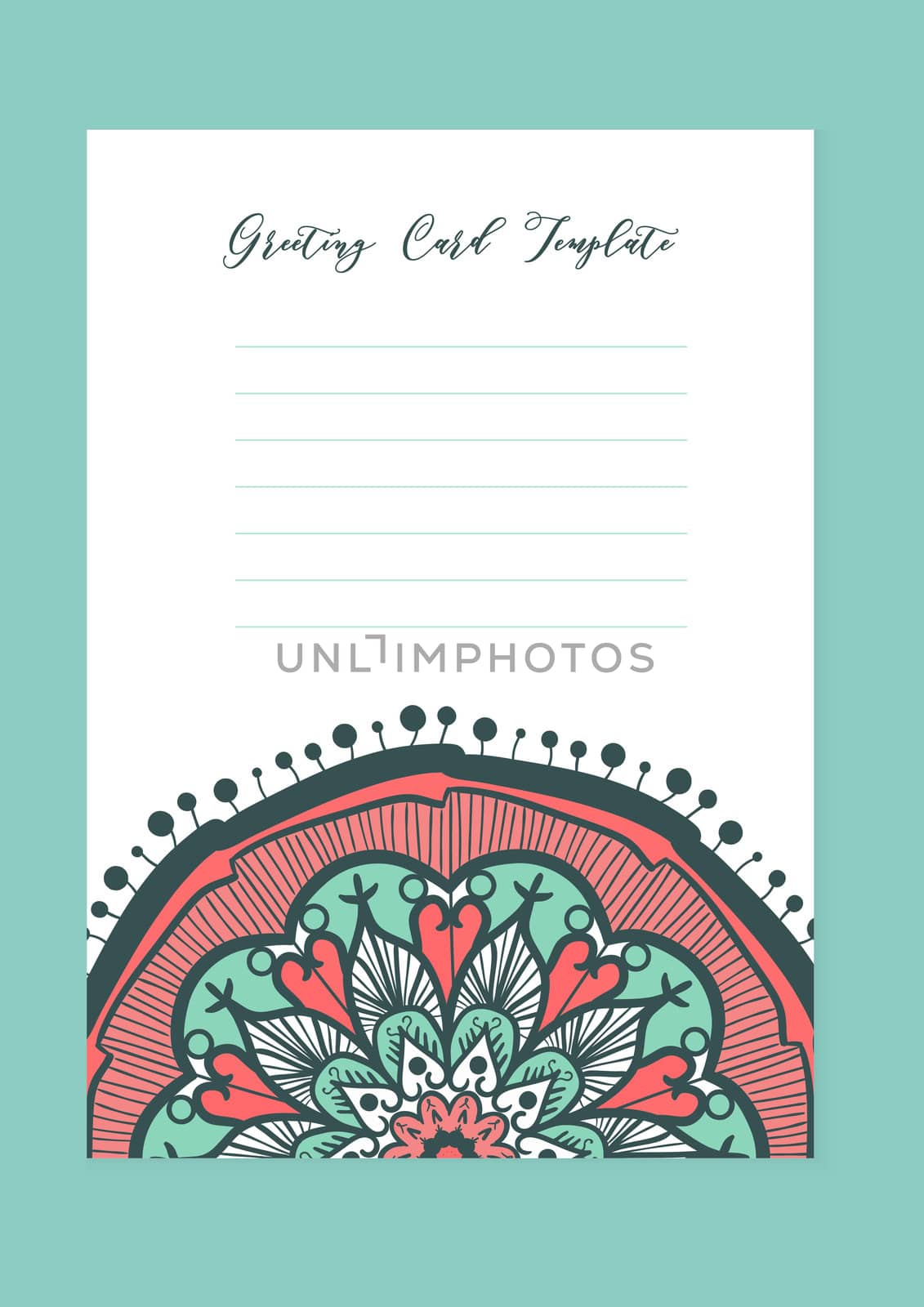 Mandala vintage template card in arabic and indian, islam and ottoman, turkish, asian style for brochure, flyer, greeting, invitation card, cover. Format A4. Floral holiday ornamental design. Vector