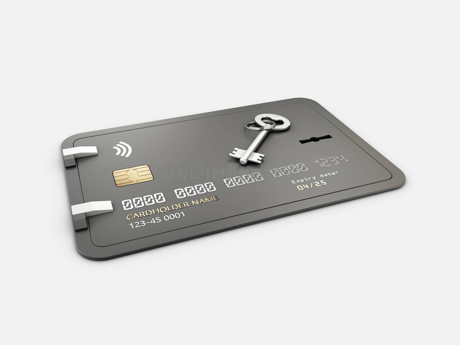 3d Rendering of Credit Card Protection, clipping path included.