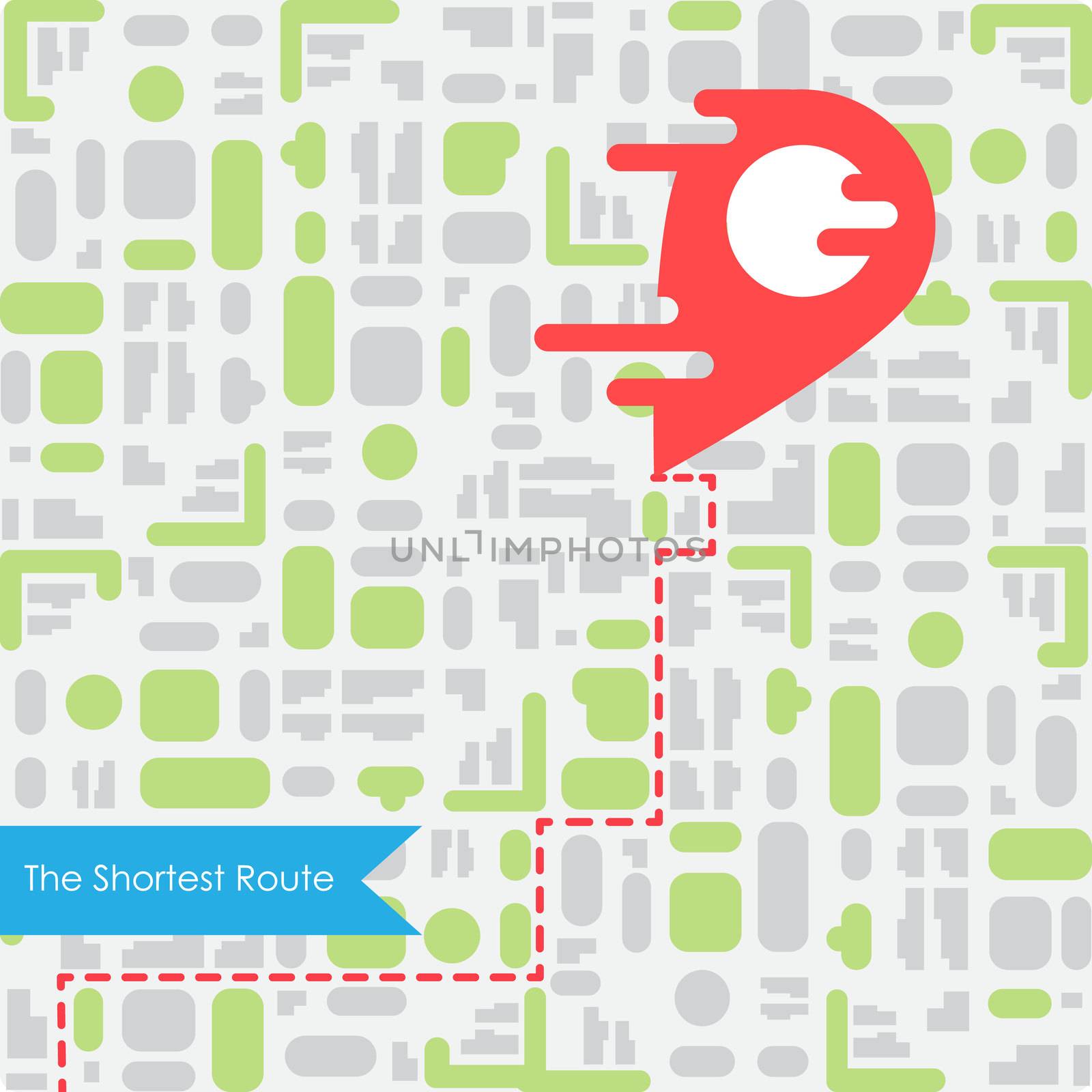 Liquid Red Pointer on Map. Fast Delivery or the Shortest Route Symbol. Navigation and search of place design. Vector