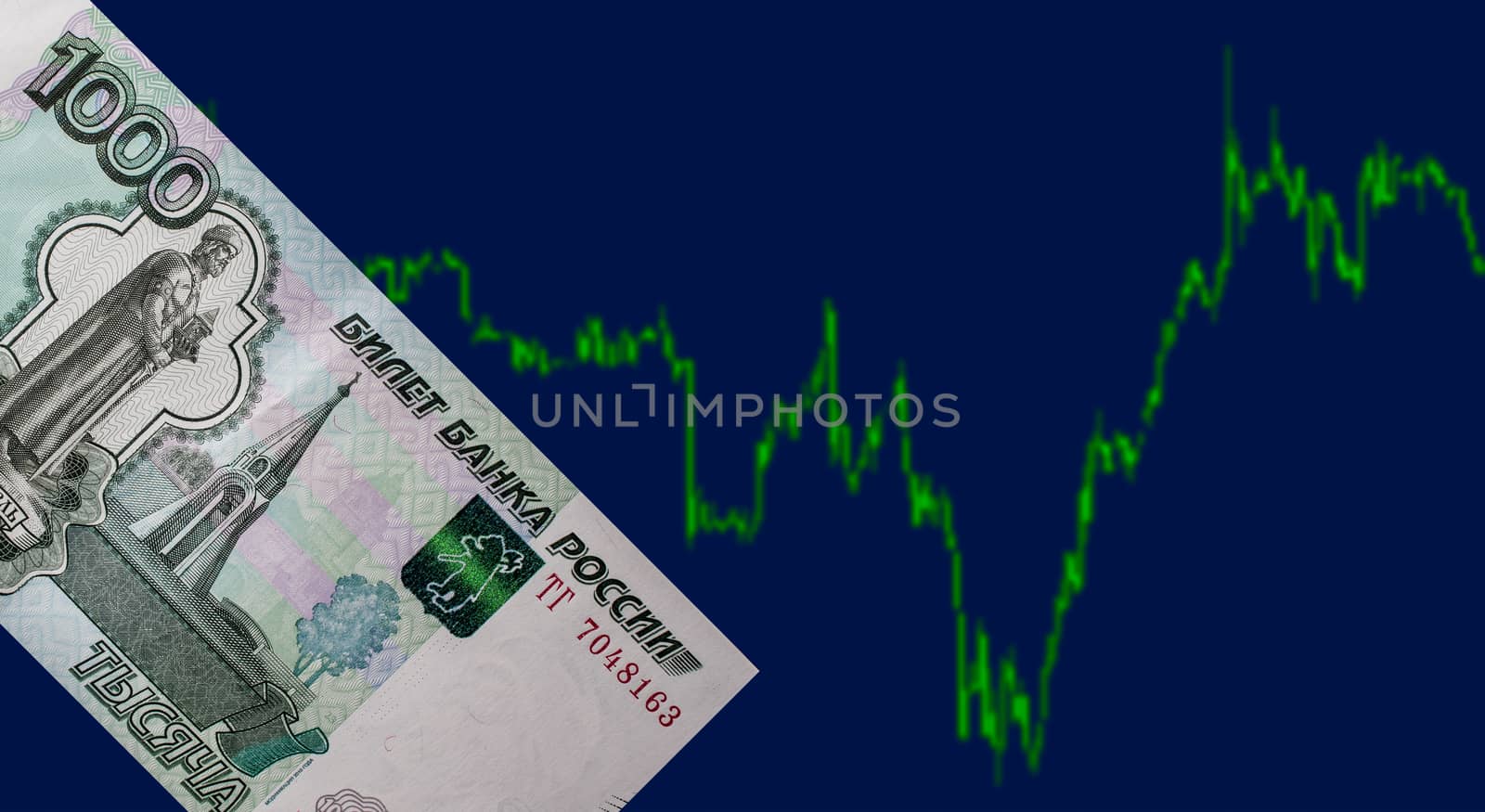 The Russian ruble on the background of the trading chart. A thou by YevgeniySam