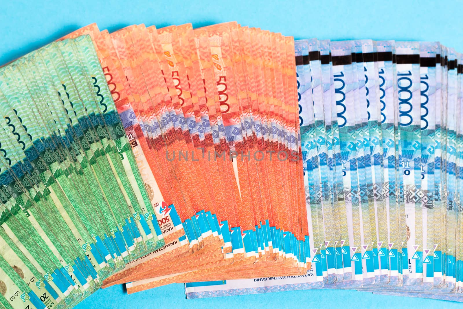 Paper banknotes tenge KZT. Tenge is the national currency of Kazakhstan. bank of Kazakhstan