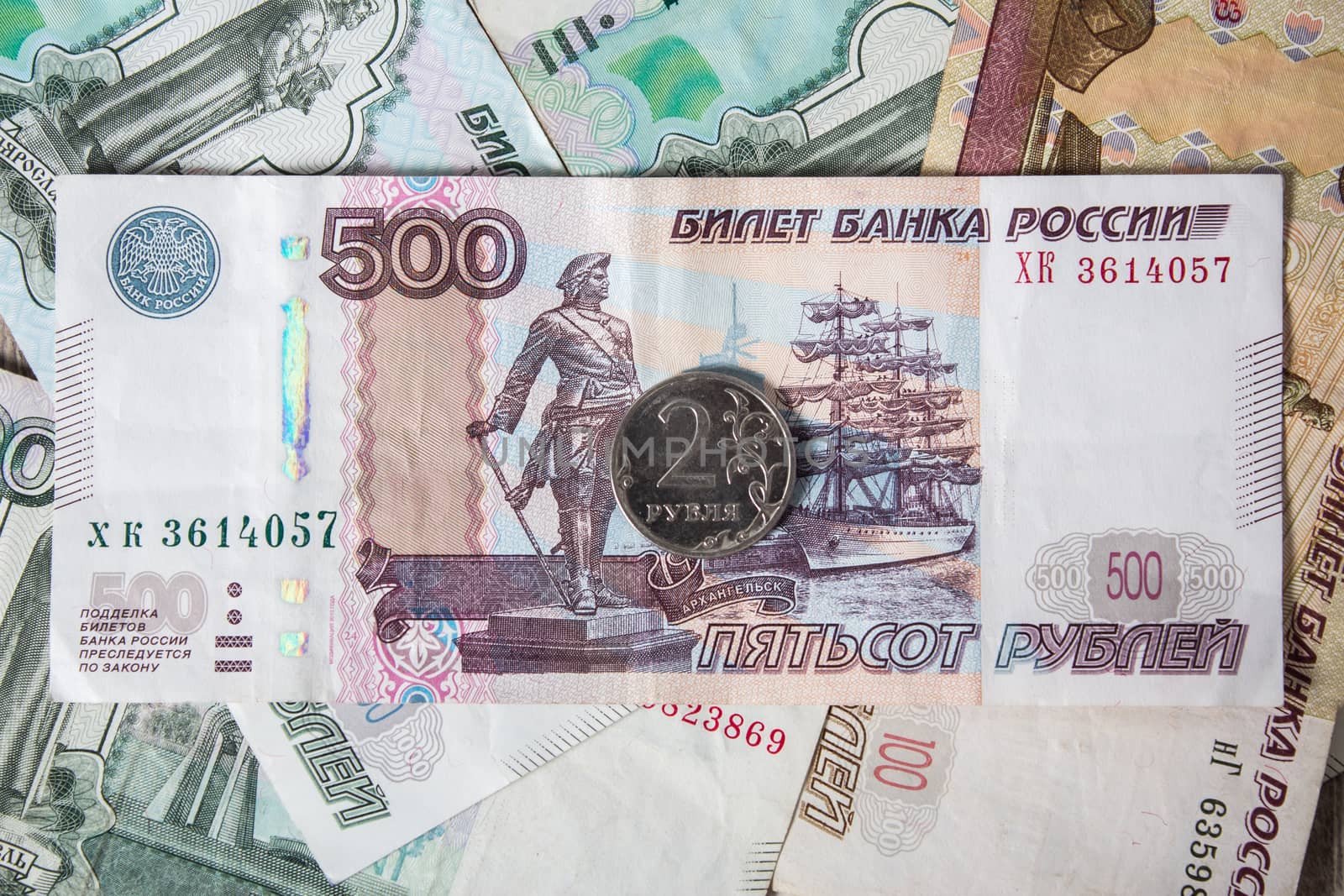 Paper banknotes Russian Rubles. Rubles is the national currency of Russia. bank of Russia The Russian ruble background. A thousand rubles close-up. Fall or rise of the ruble.