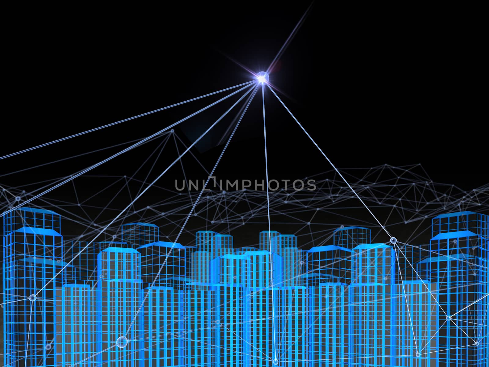 3D Blockchain city , concept network of city or Digital City by nanny