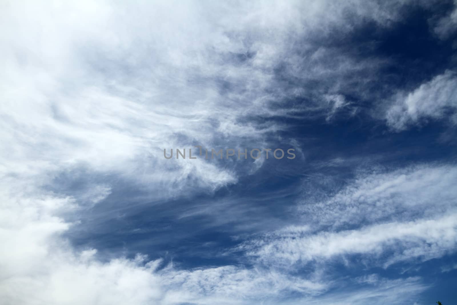 Blue sky background with white fluffy clouds
