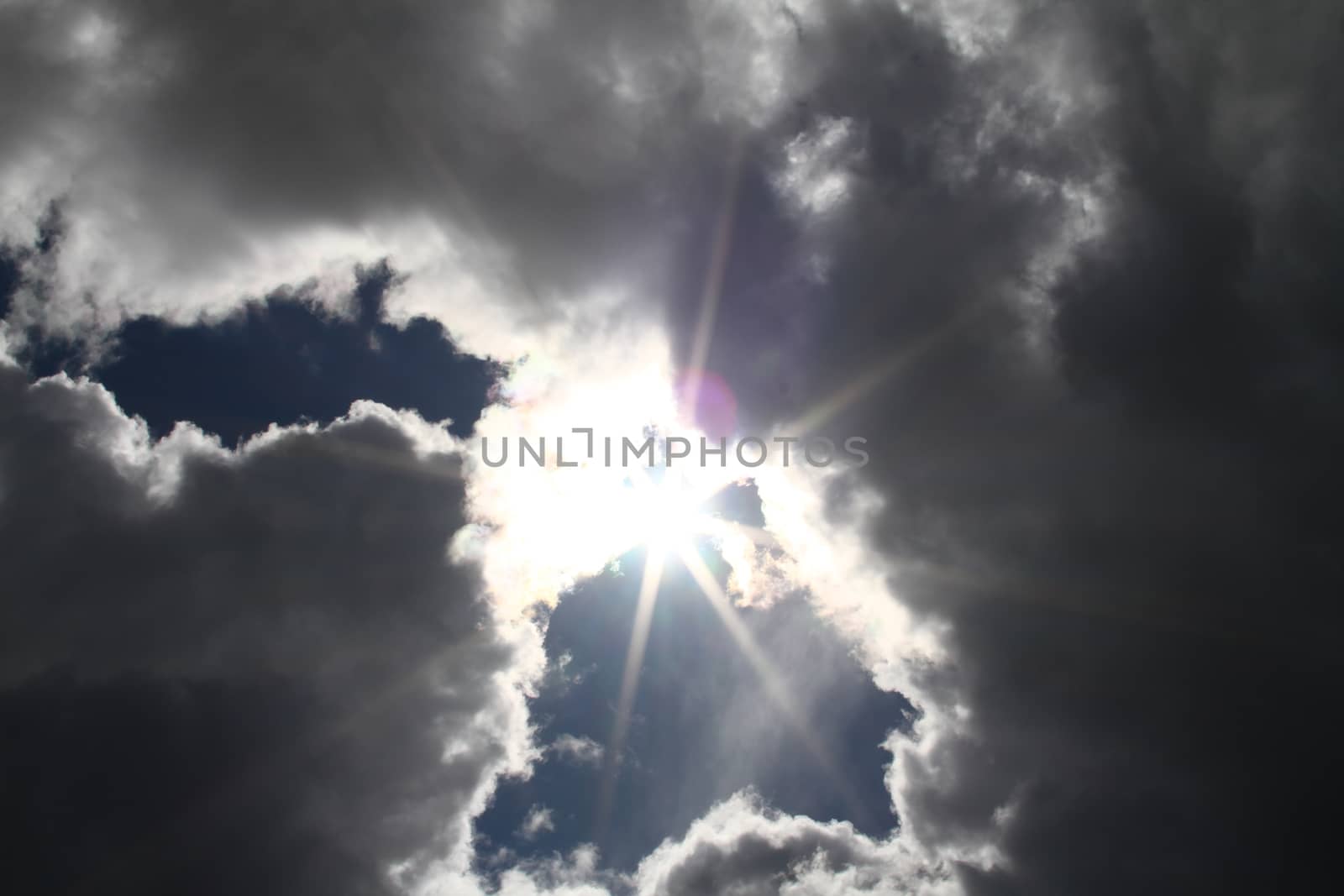 Blue sky background with white fluffy clouds