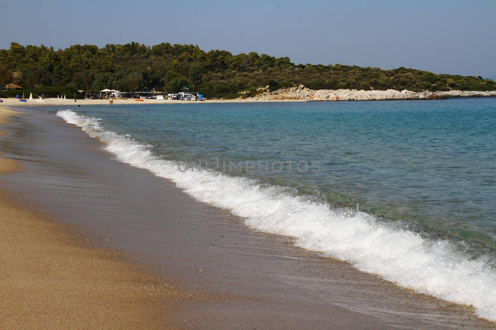 Tropical beach background. Horizon landscape and sand