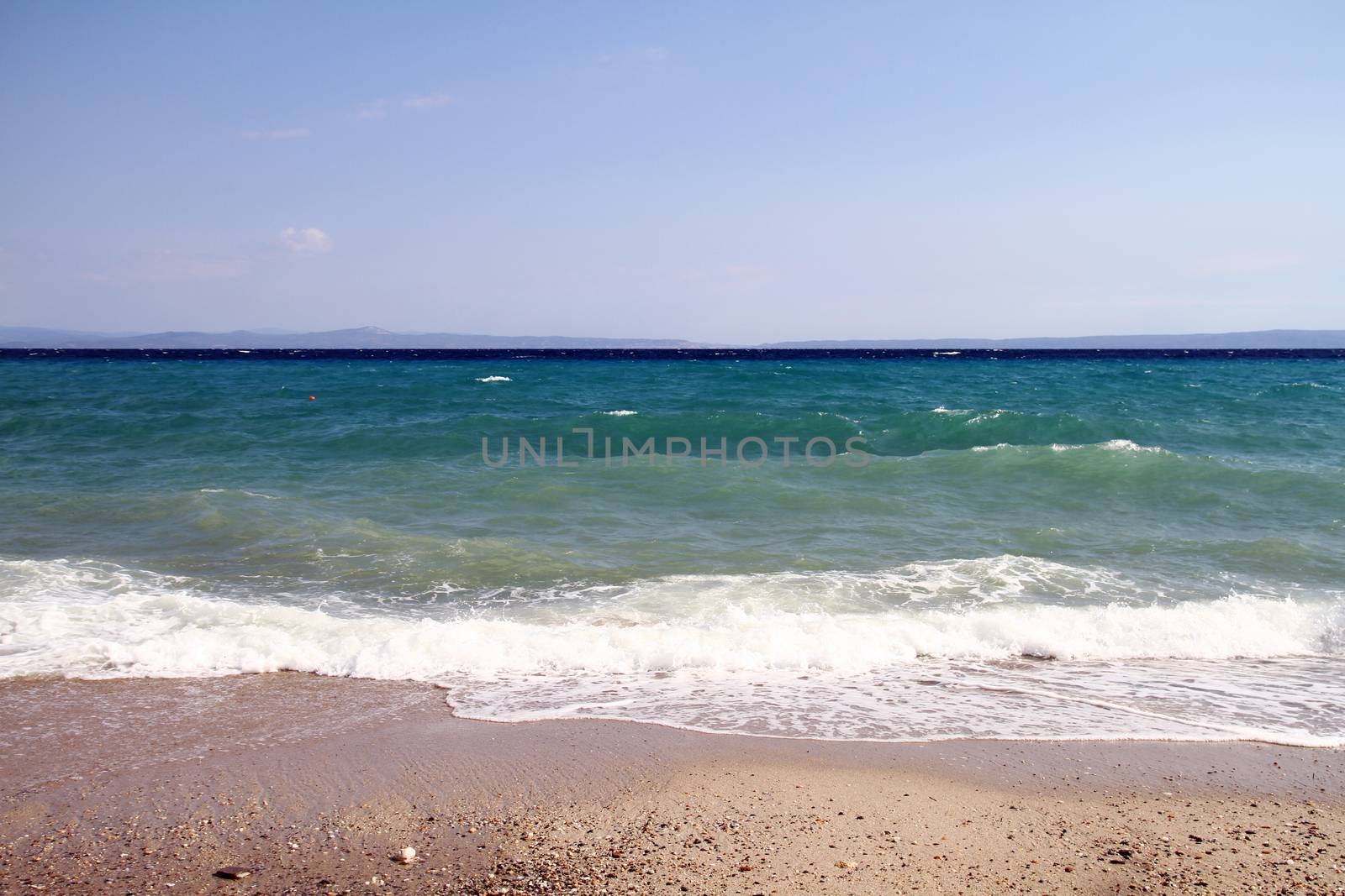 Tropical beach background. Horizon landscape and sand