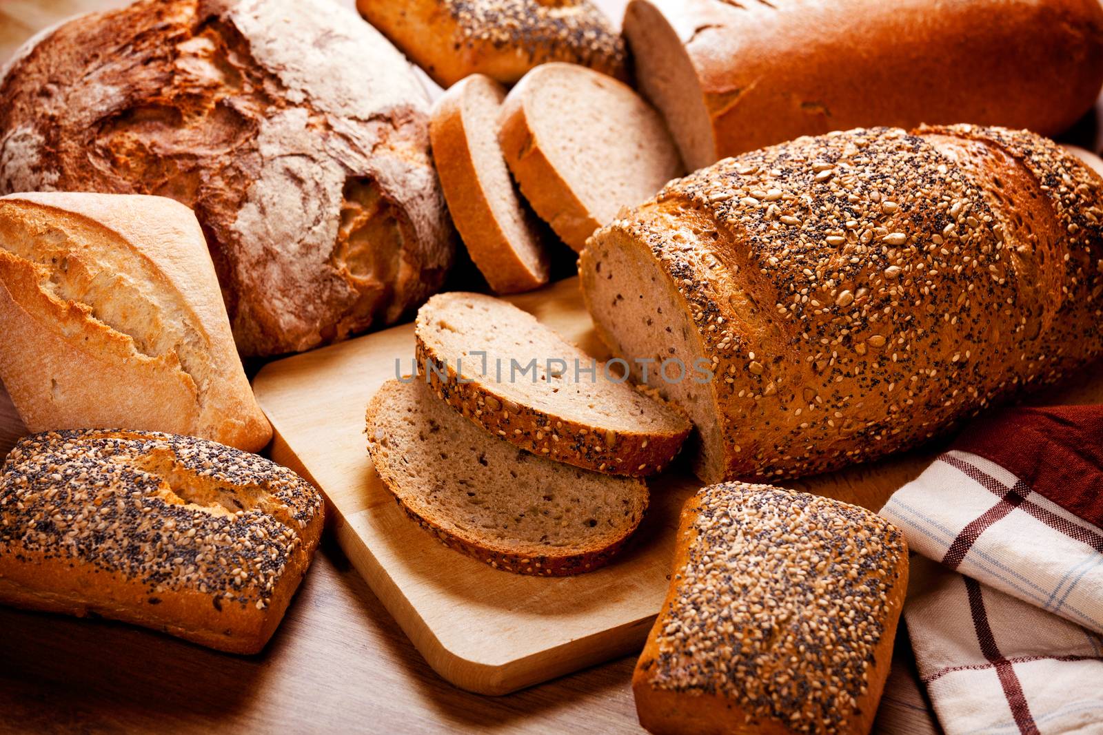 Display Of A Bunch Of Breads by mpessaris