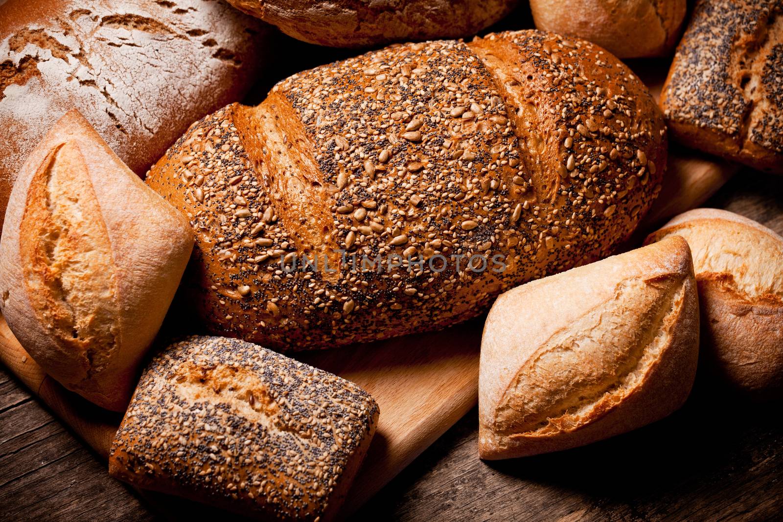 Display Of A Variety Of Breads by mpessaris