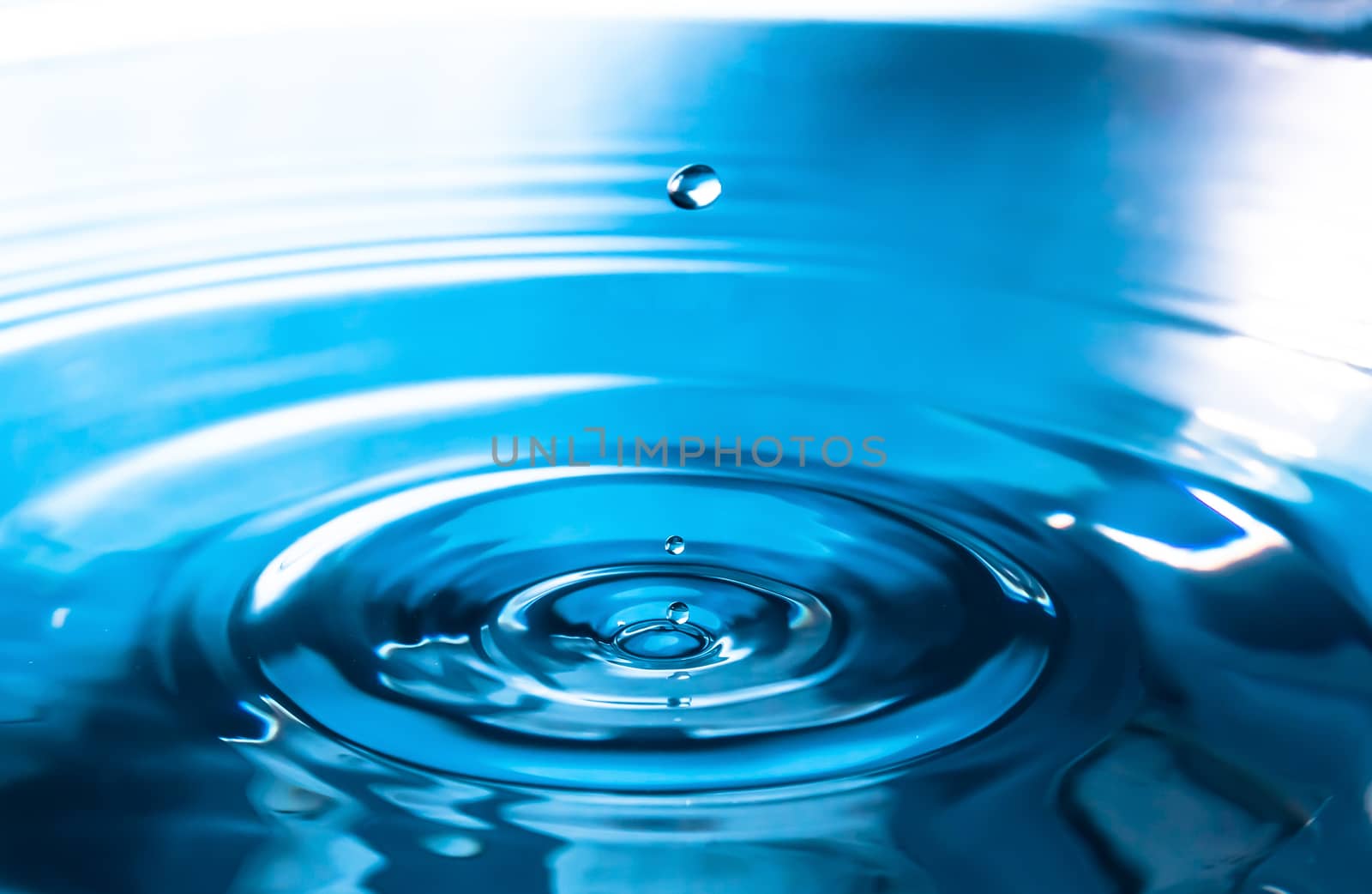 Water splash close-up. Drop of water. Blue water drop. Falling b by YevgeniySam