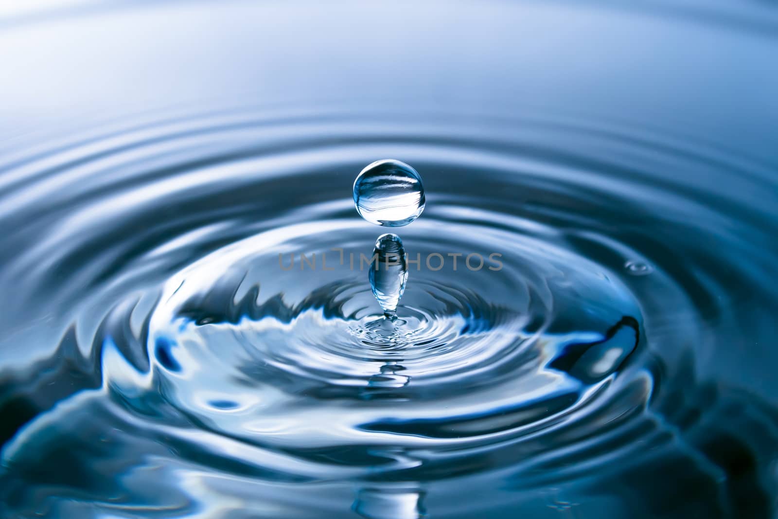 Water splash close-up. Drop of water. Blue water drop. Falling b by YevgeniySam