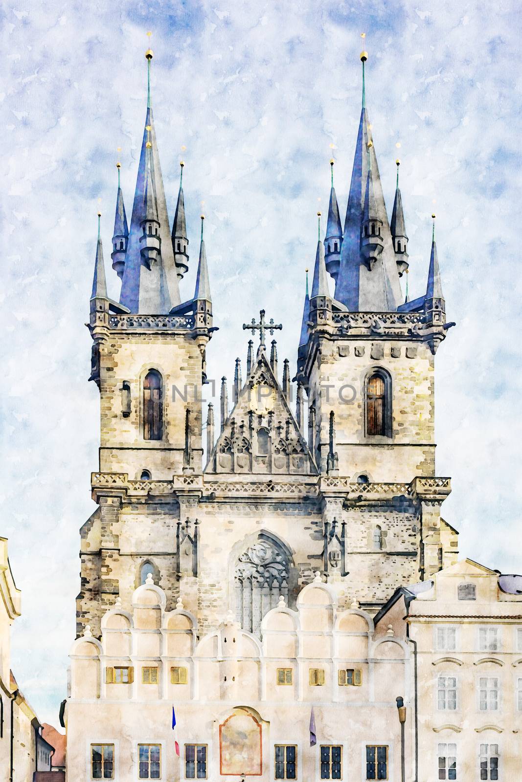 Tyn Church, landmark of Prague, Czech Republic