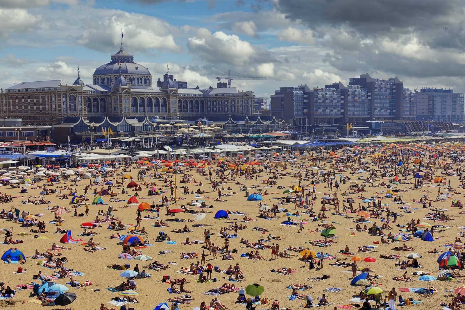 THE HAGUE, 27 July 2012 - Crowned beach of Scheveningen, the seashore of The Hague city, Netherlands